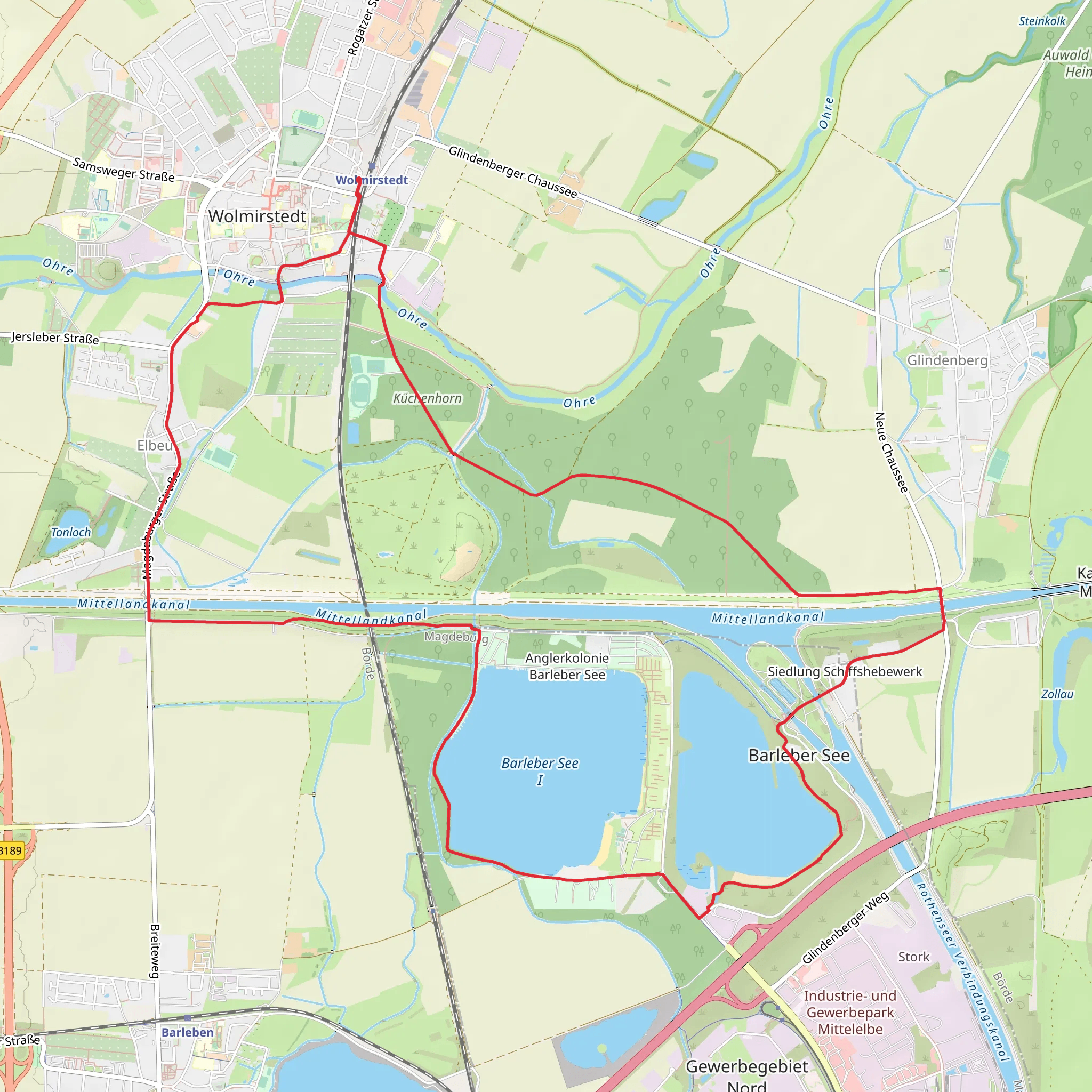 Wolmirstedt and Barleber See Loop mobile static map