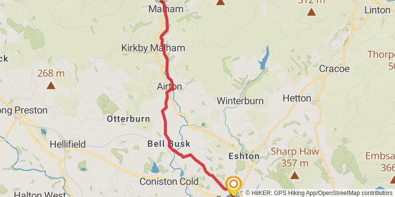 Greta Bridge to Skipton via Dales Way stage 5 Map