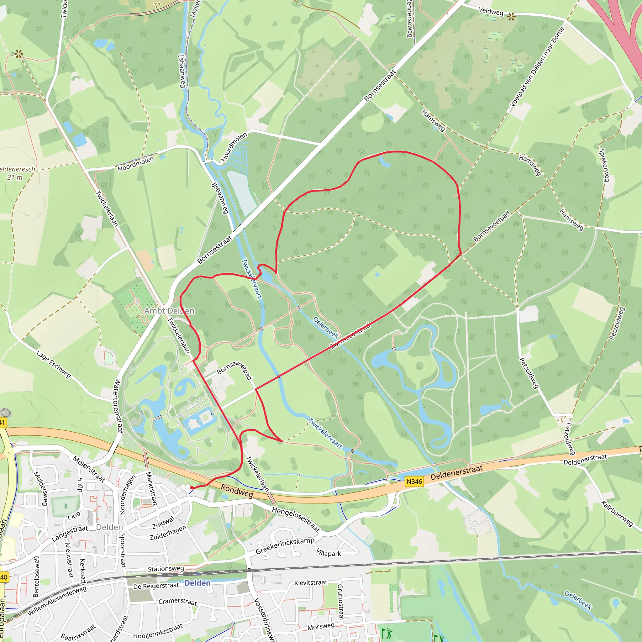 Ruwe Braak and Bornsevoetpad Loop mobile static map