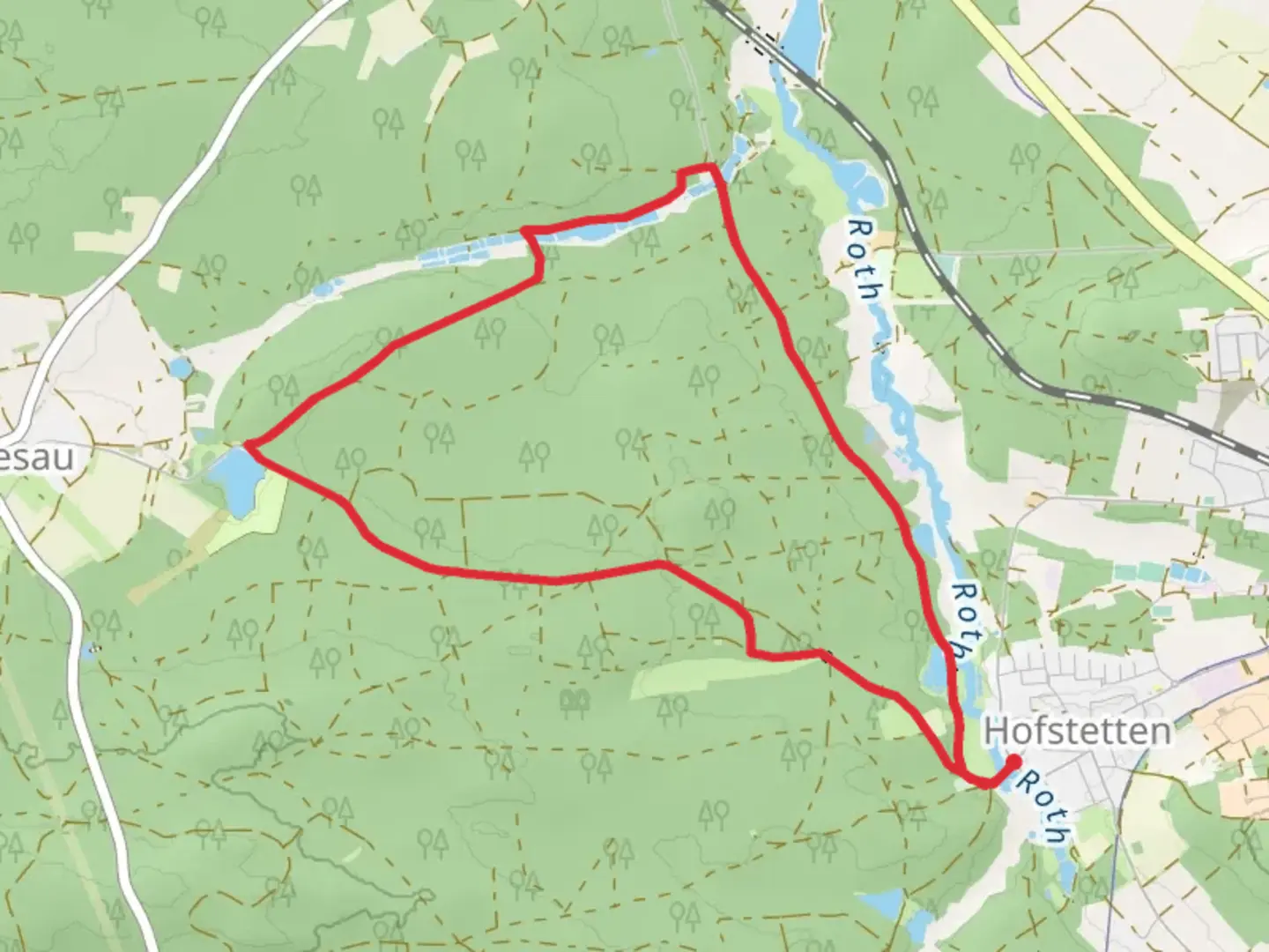 An image depicting the trail Weiherweg Loop and its surrounding area.