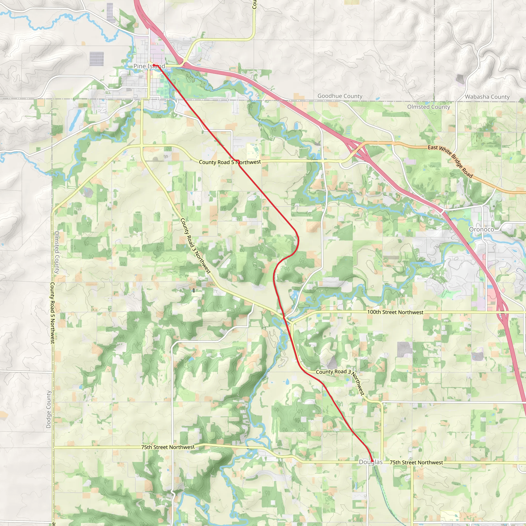 Pine Island to Douglas Trail mobile static map
