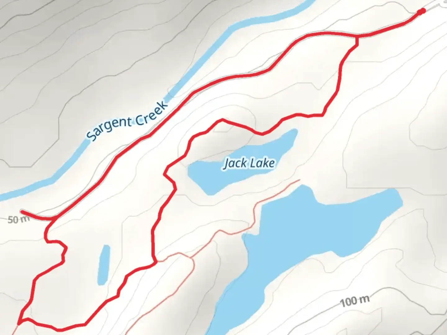 An image depicting the trail Loop Beside Jack Lake and its surrounding area.