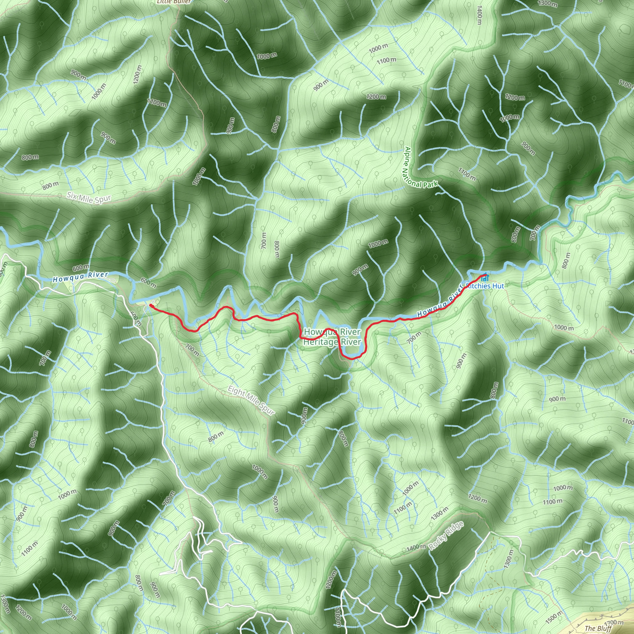Ritchie's Hut Trail mobile static map