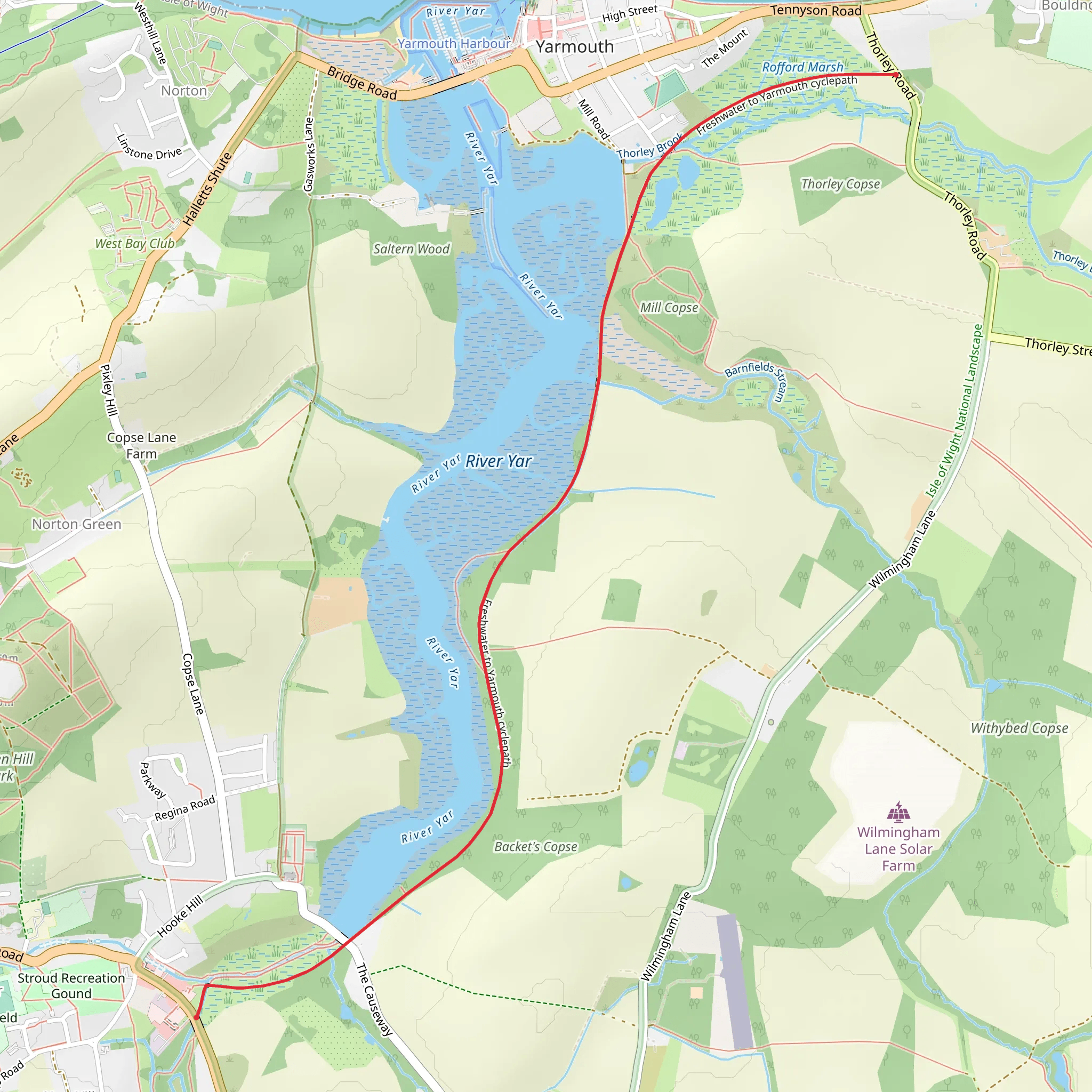 Freshwater to Yarmouth Walk mobile static map