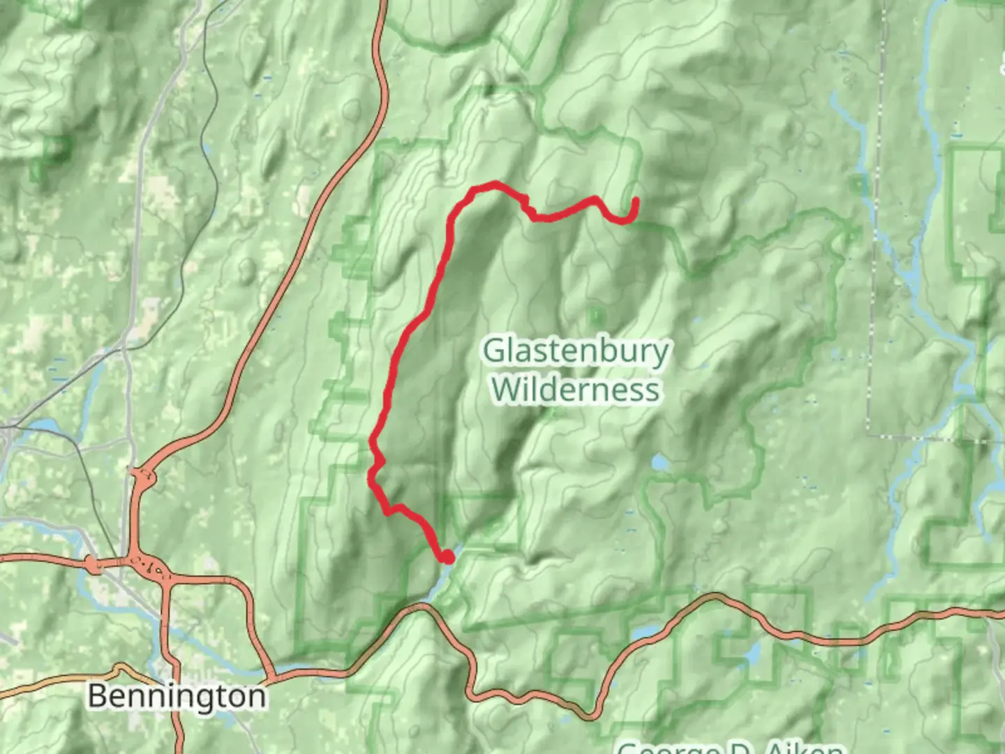 An image depicting the trail Bald Mountain and Glastenbury Mountain via West Ridge Trail and its surrounding area.