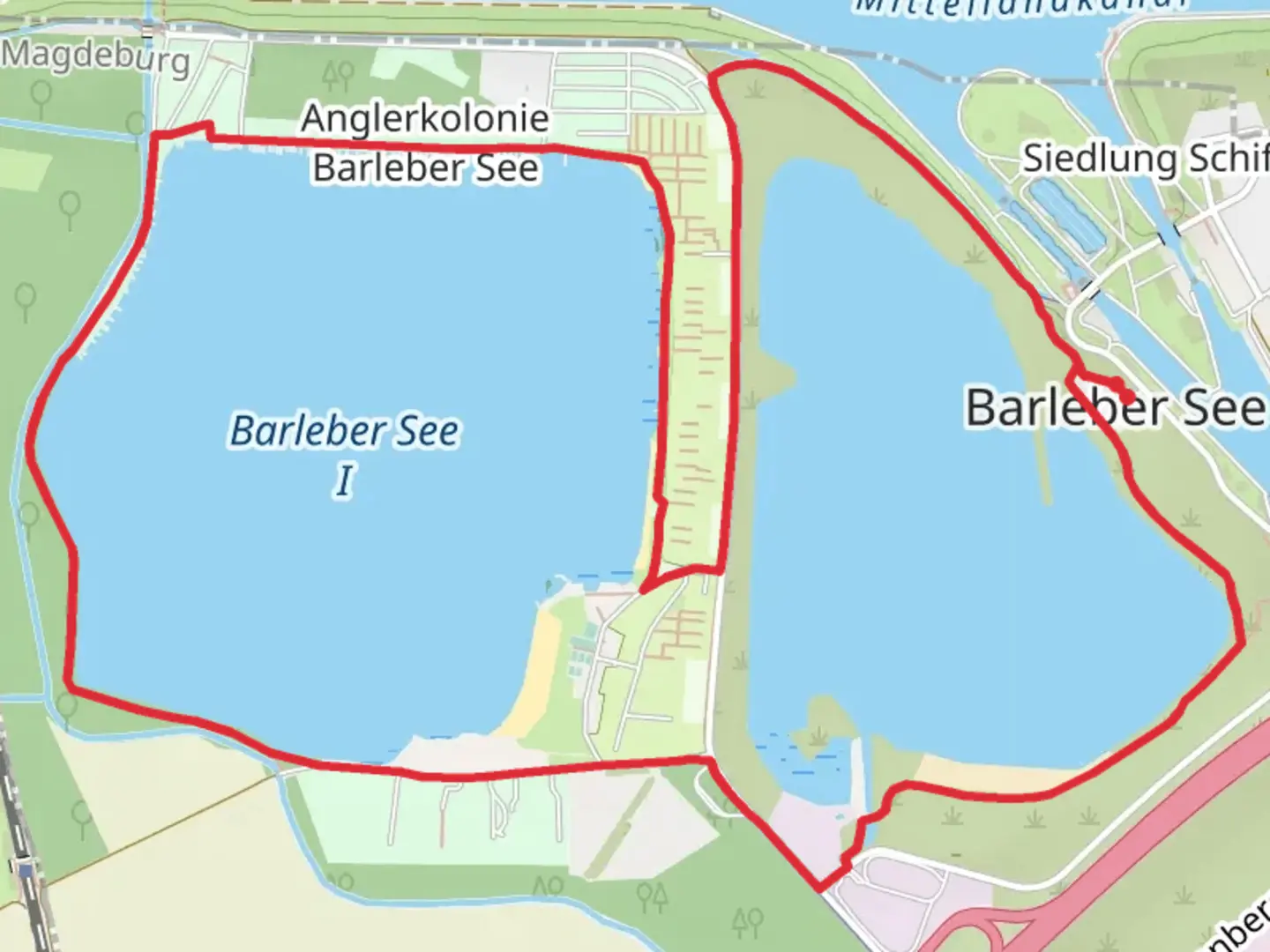 An image depicting the trail Barleber See I and Barleber See II Loop and its surrounding area.