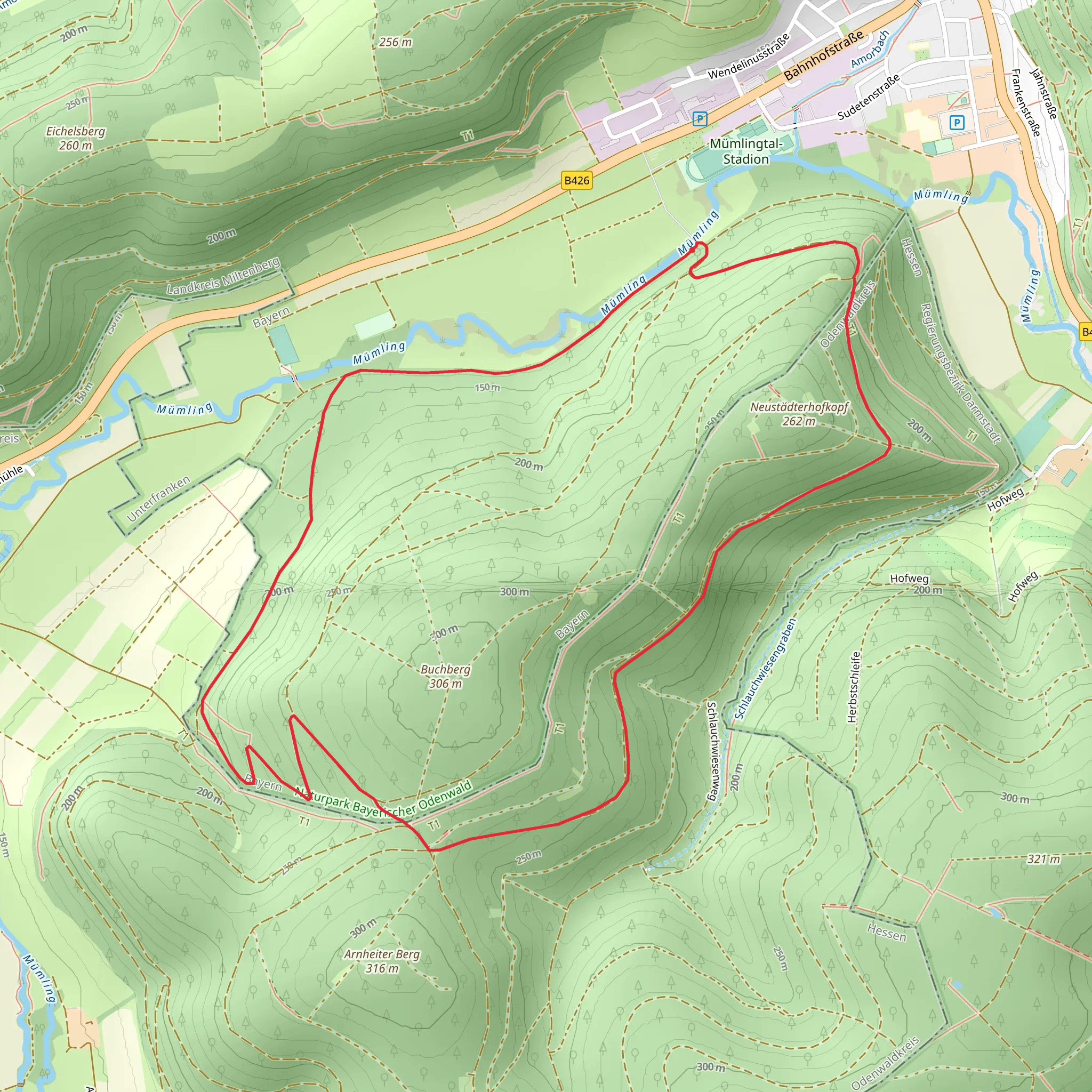 Neustädterhofkopf to Buchberg Loop mobile static map