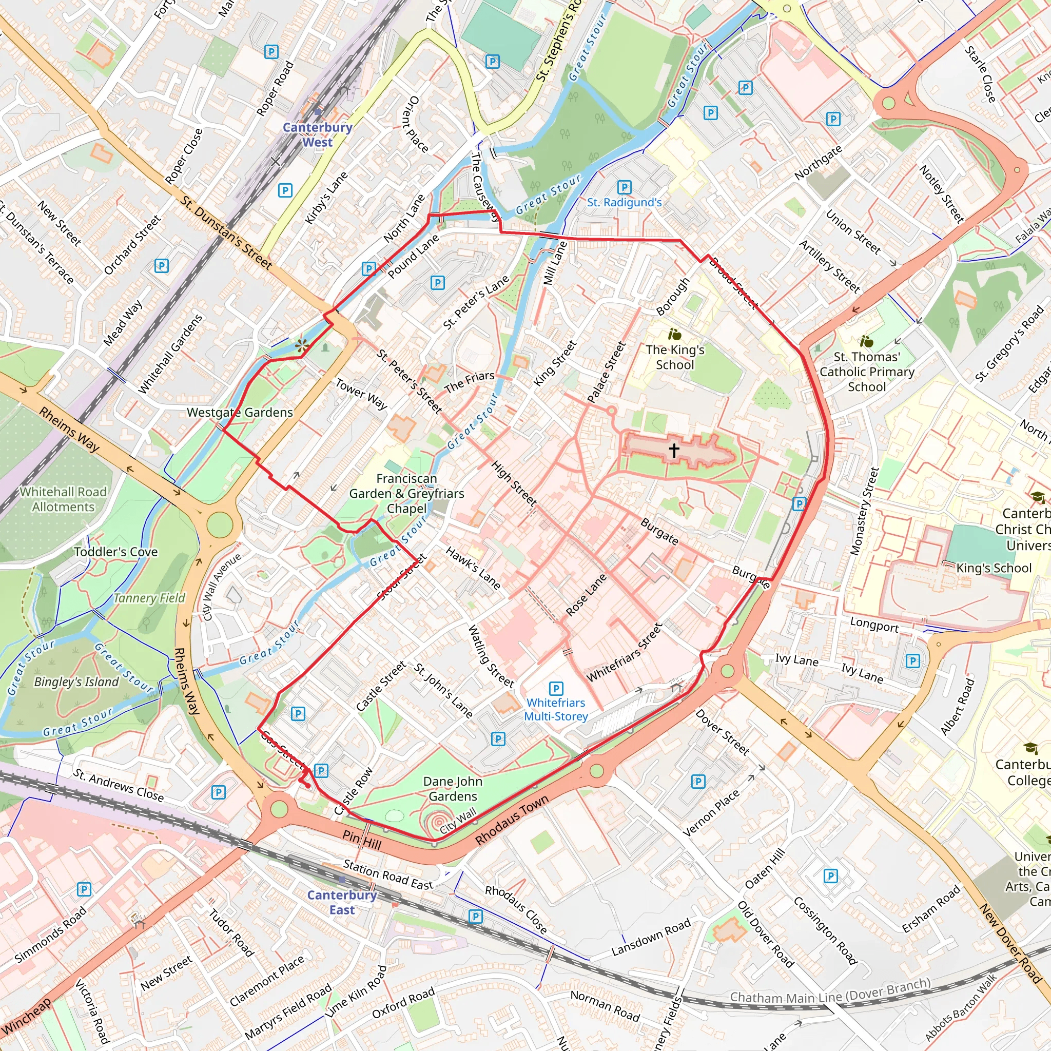Canterbury Inner Ring Trail mobile static map