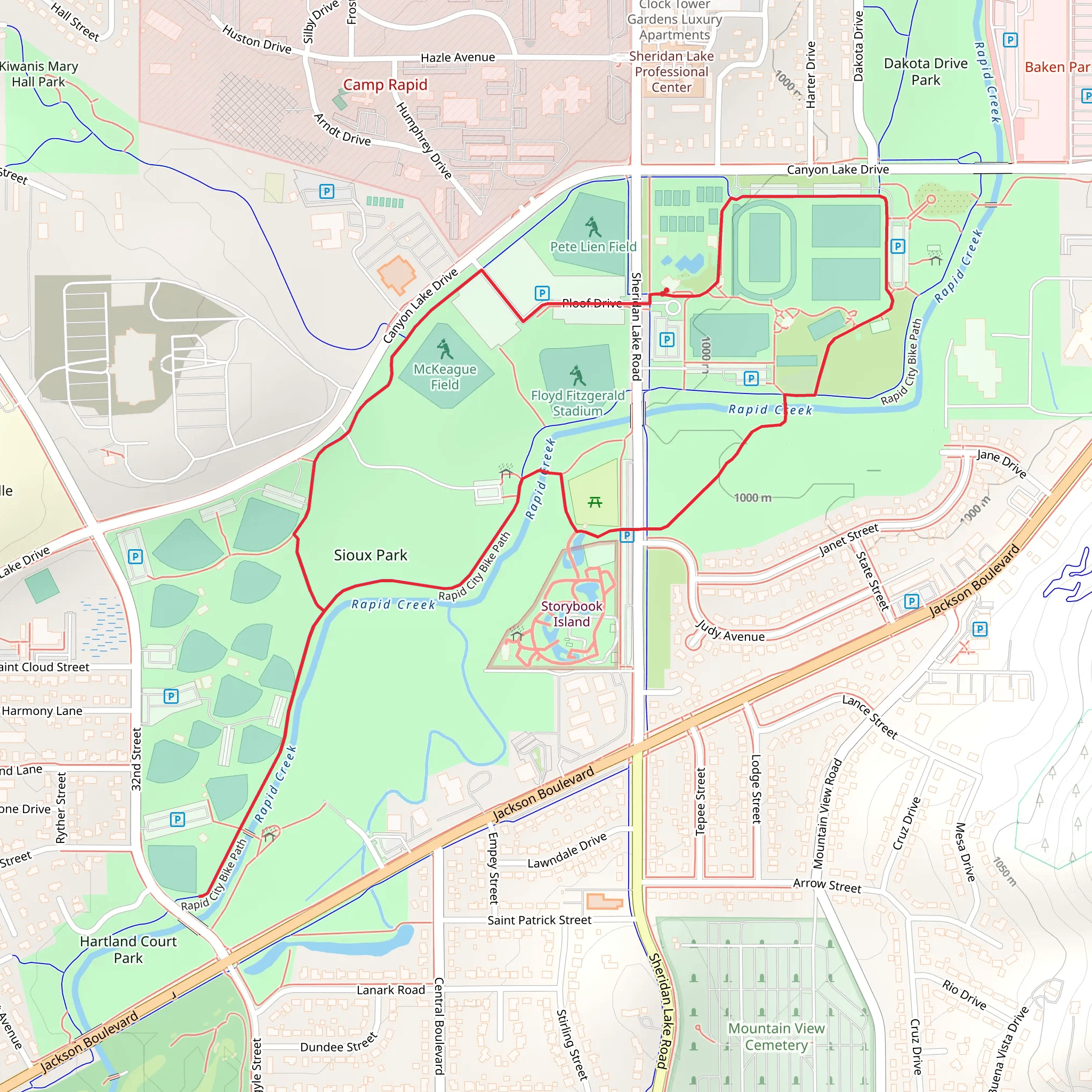 McKeagua Field and Rapid City Path Loop mobile static map