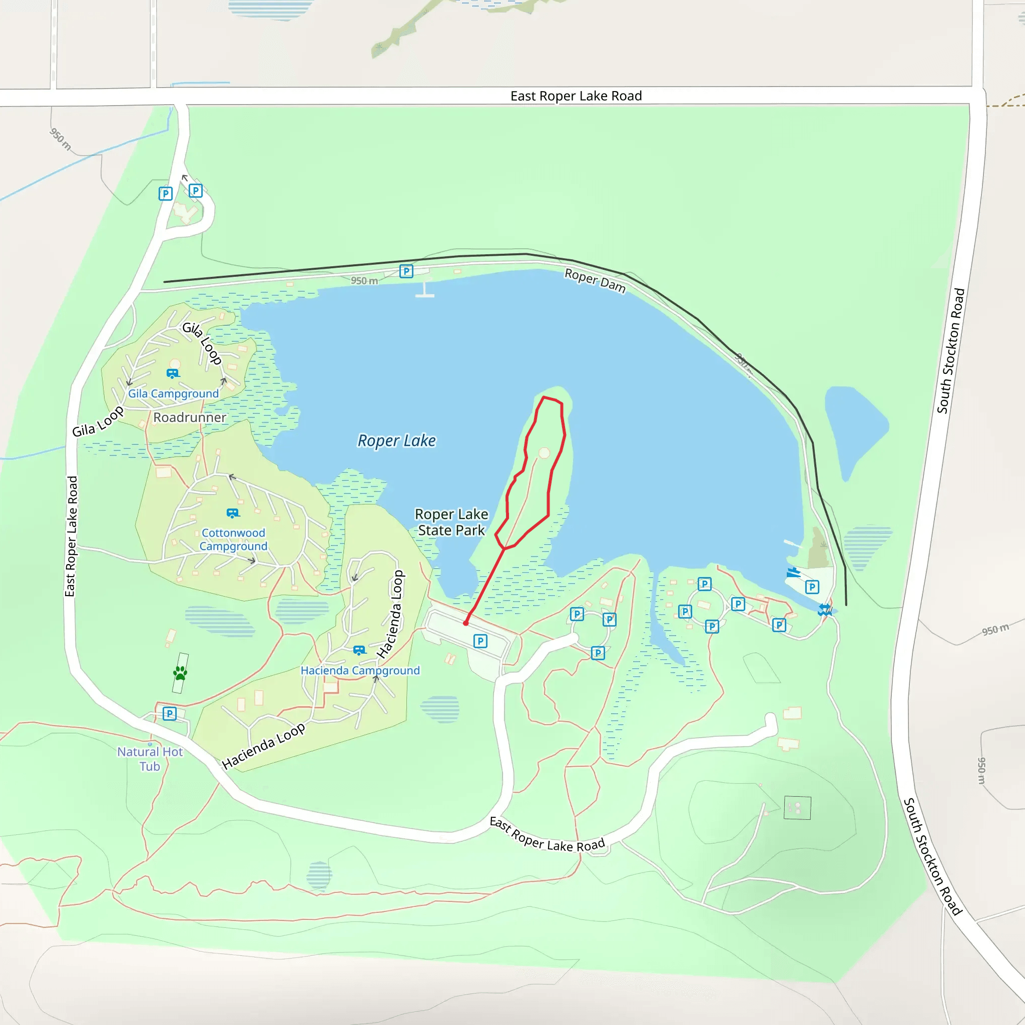 Roper Lake State Park Loop mobile static map