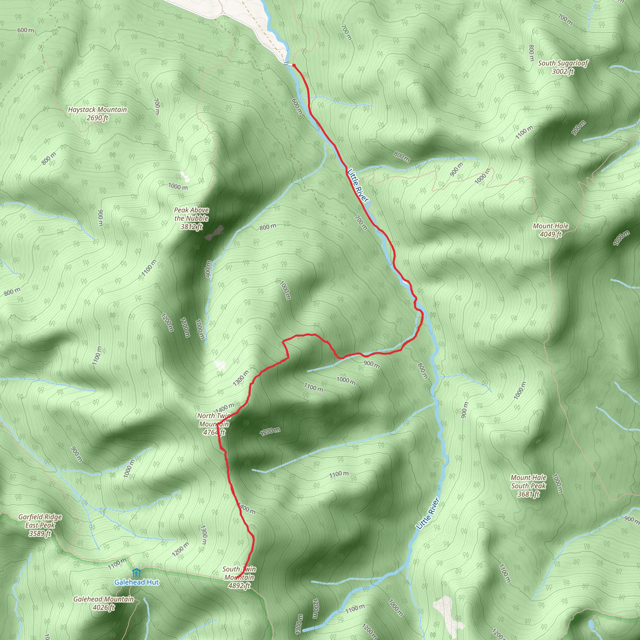 North Twin and South Twin Mountain mobile static map