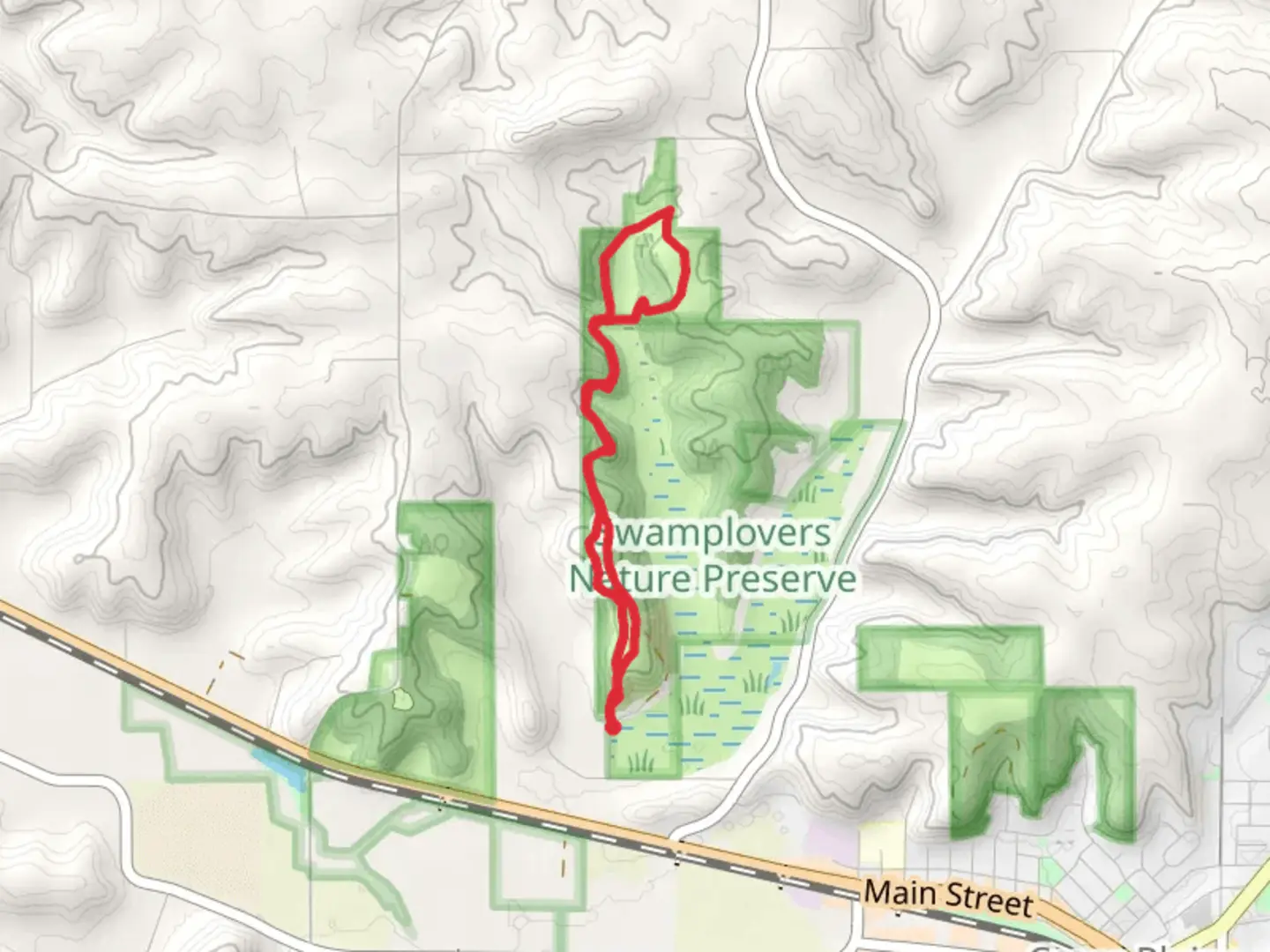 An image depicting the trail Ice Age and White Loop Trail and its surrounding area.