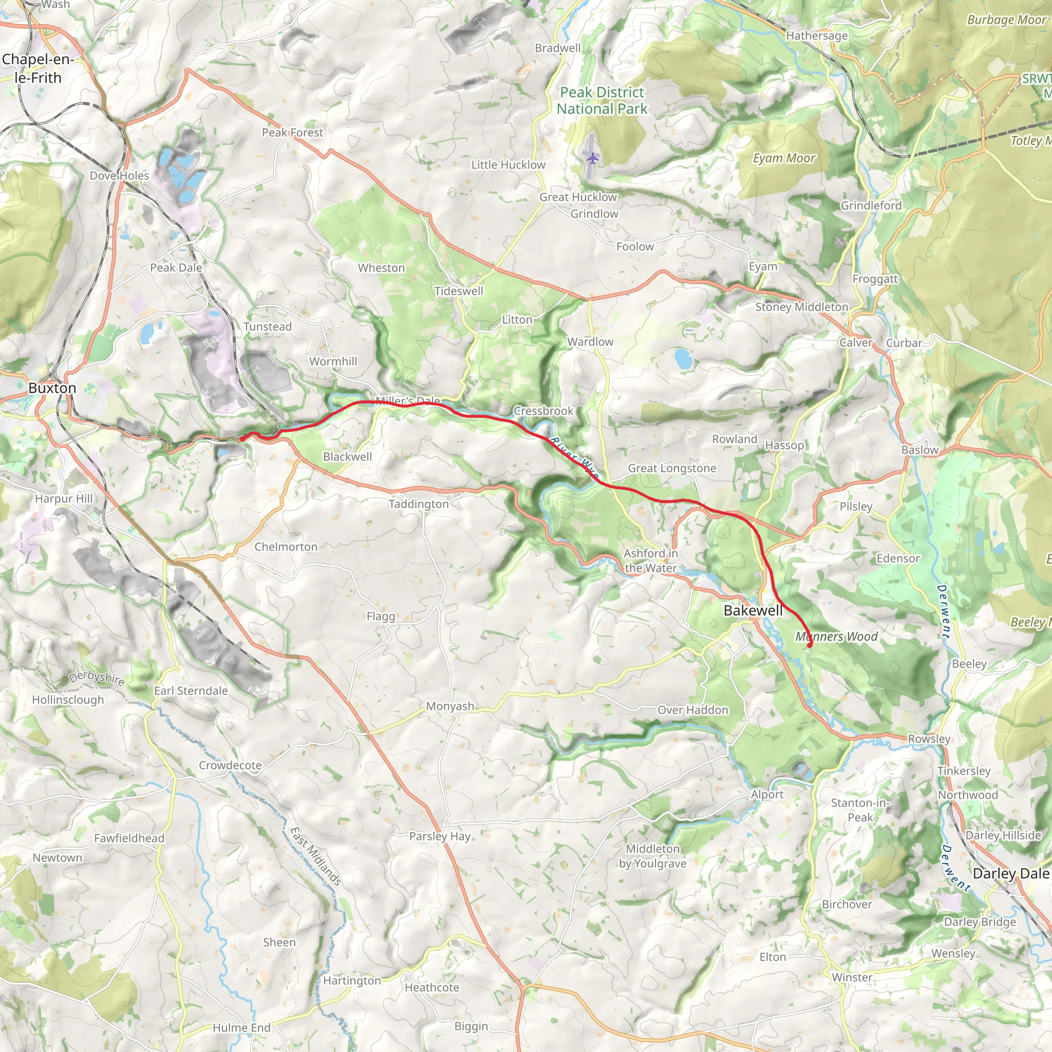 Monsal Trail from Cowlow mobile static map