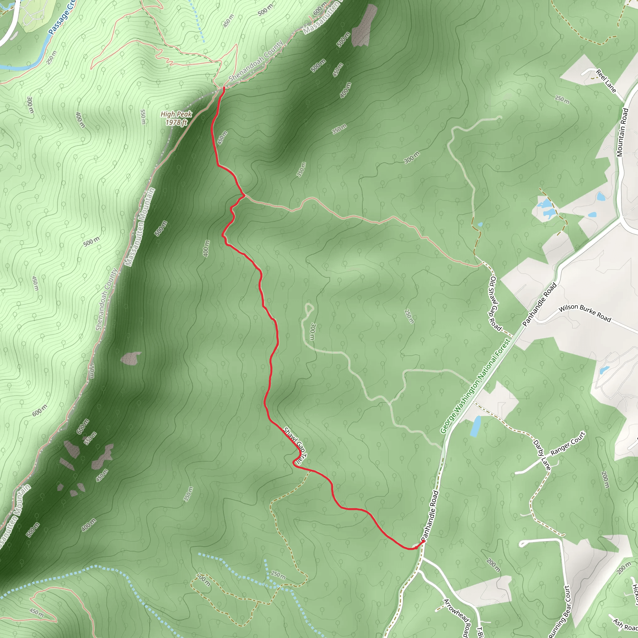 Shawl Gap Trail mobile static map