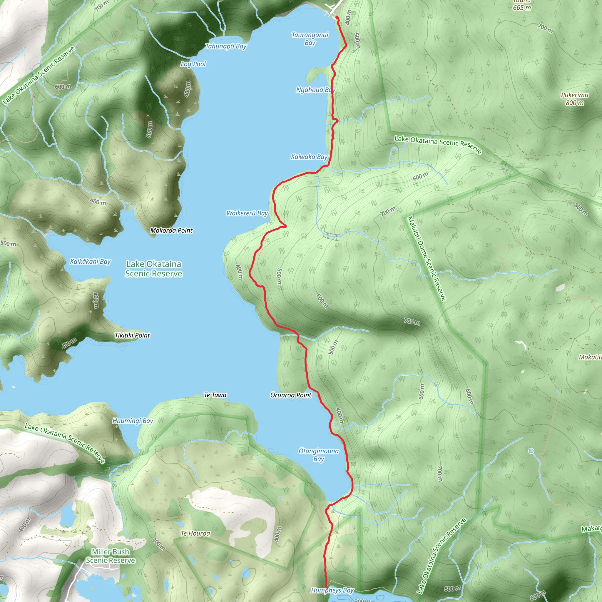 Eastern Okataina Walkway mobile static map