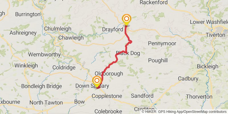 Blue Anchor to Widecombe in Moor via the Two Moors Way stage 8 Map