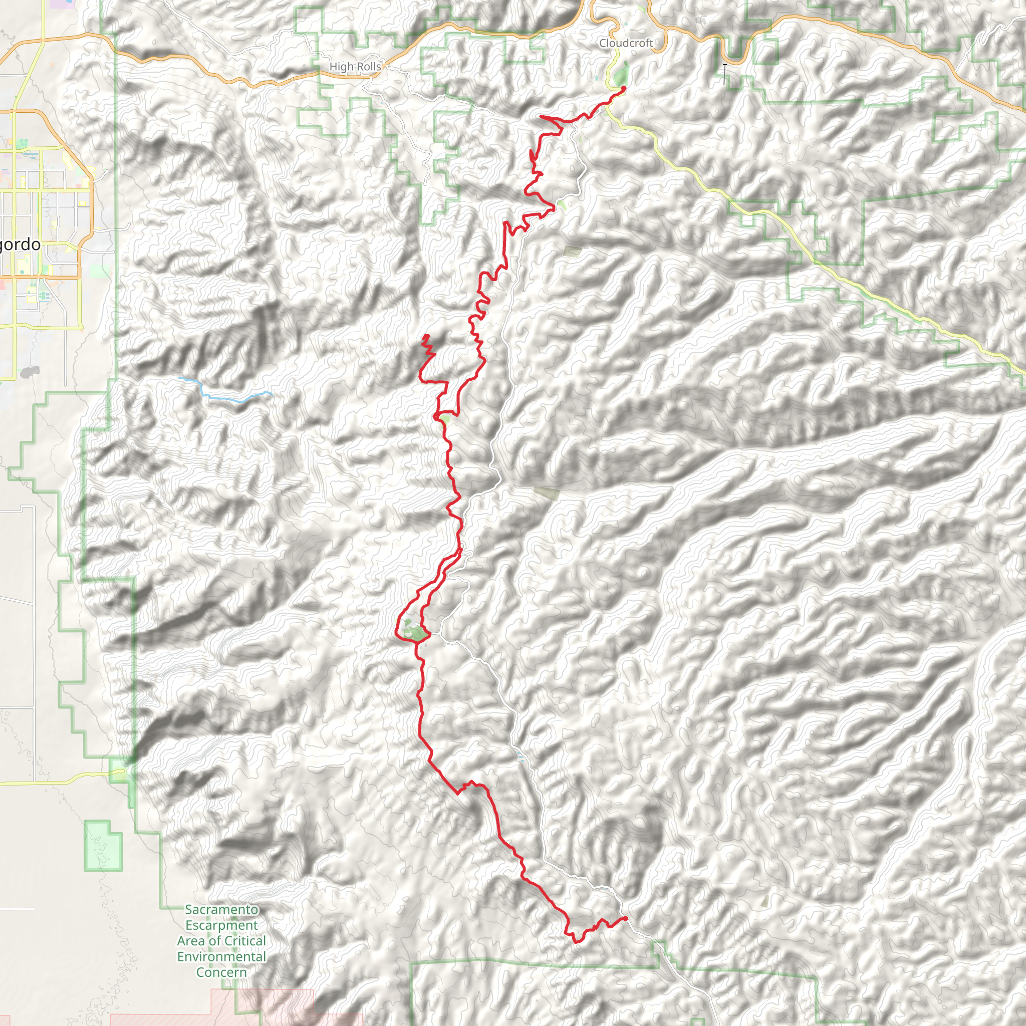 Sacramento Rim Trail mobile static map