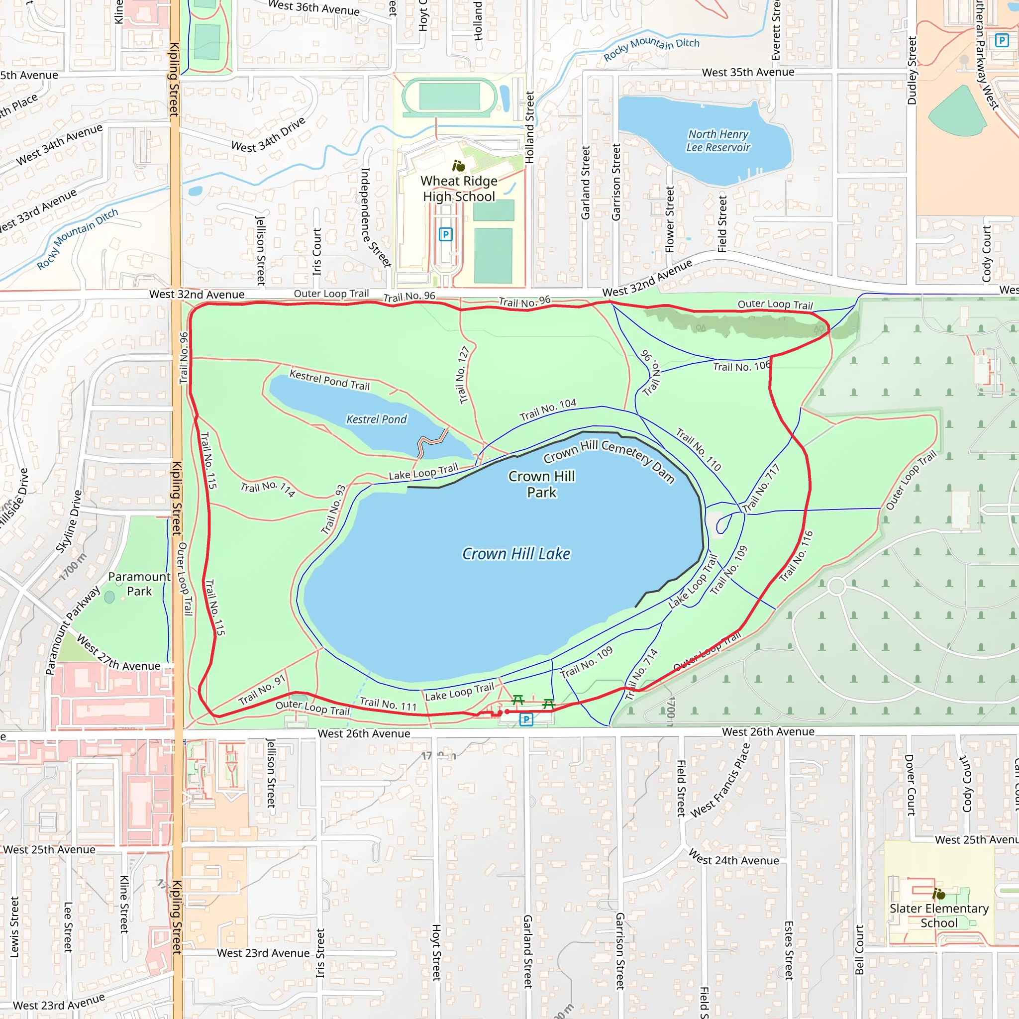 Crown Hill Lake Outer Loop mobile static map