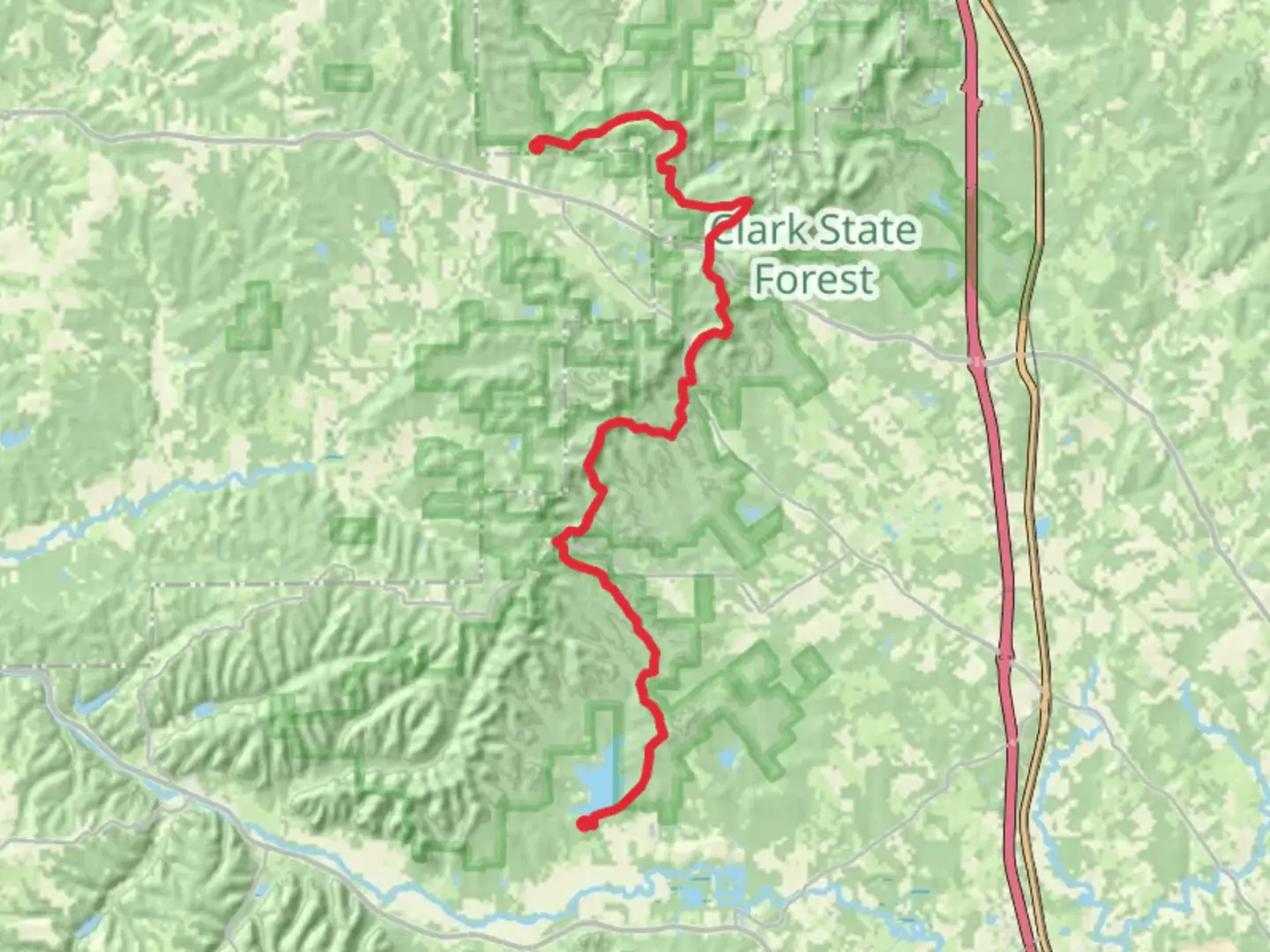 An image depicting the trail Knobstone Trail and New Chapel Trail and its surrounding area.