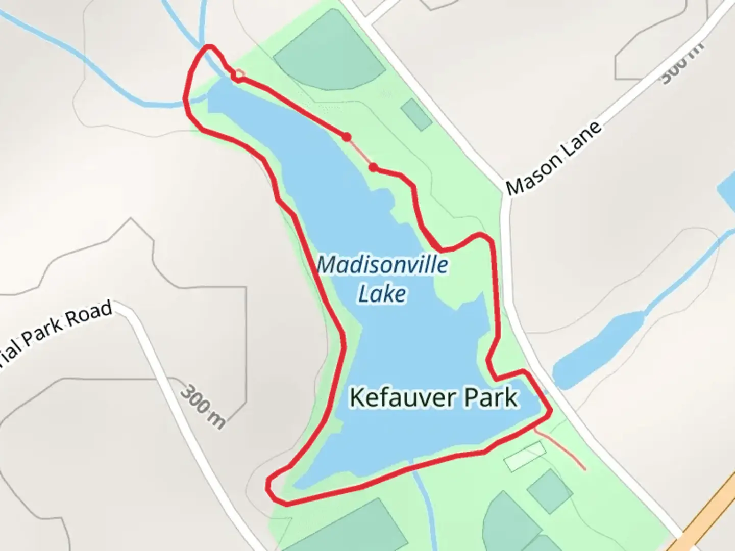 An image depicting the trail Kefauver Park Loop and its surrounding area.