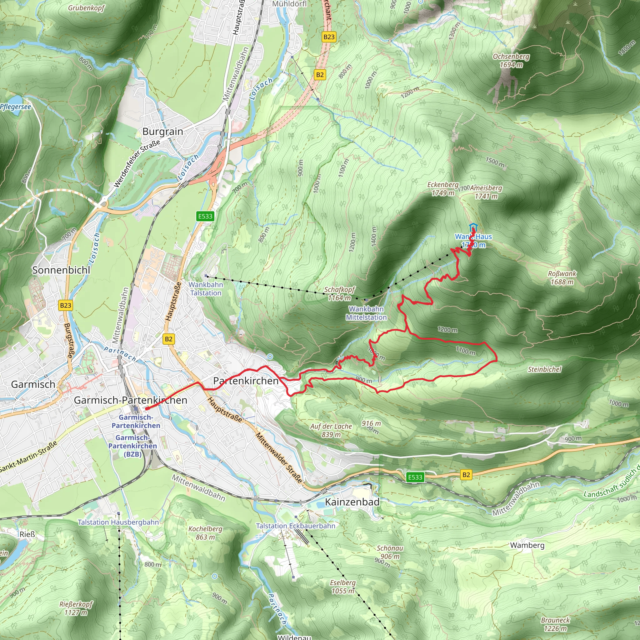 Hacker Pschorr Brucke and Wankhaus Loop mobile static map