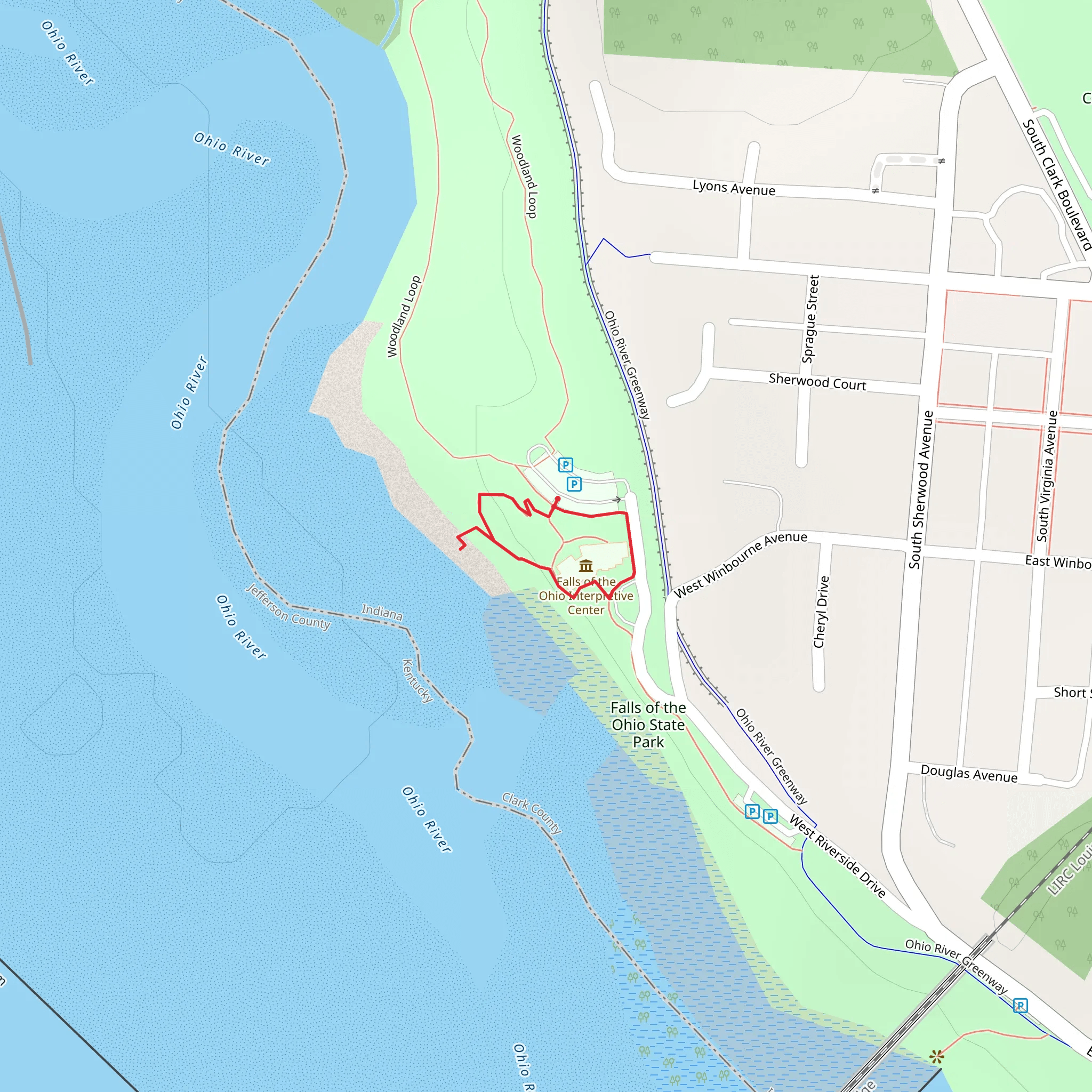 The Falls of the Ohio Foundation Loop mobile static map