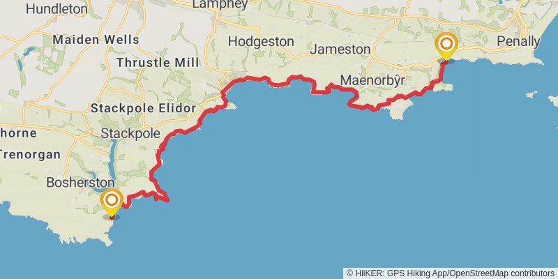 Pembrokeshire Coast Path stage 15 Map