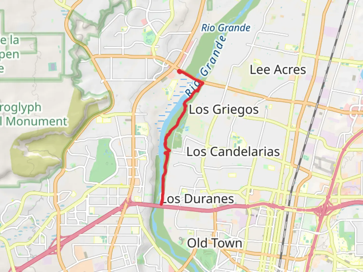 An image depicting the trail Rio Grande via Aldo Leopold Trail and its surrounding area.