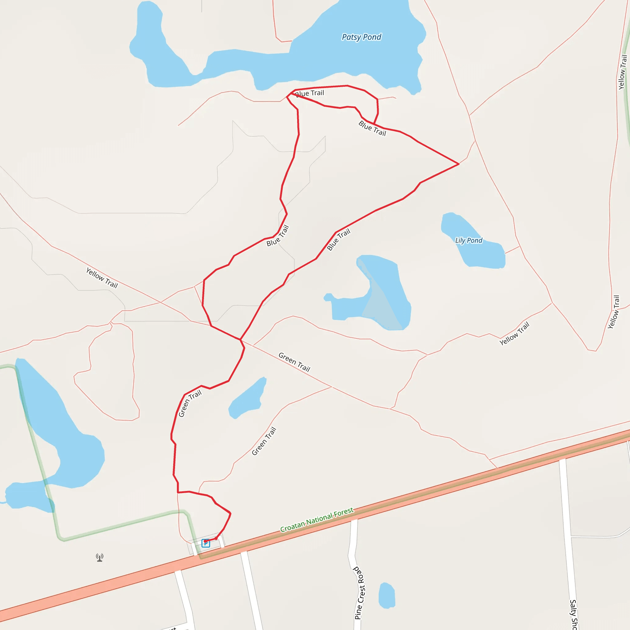 Patsy Pond Blue Loop Trail mobile static map