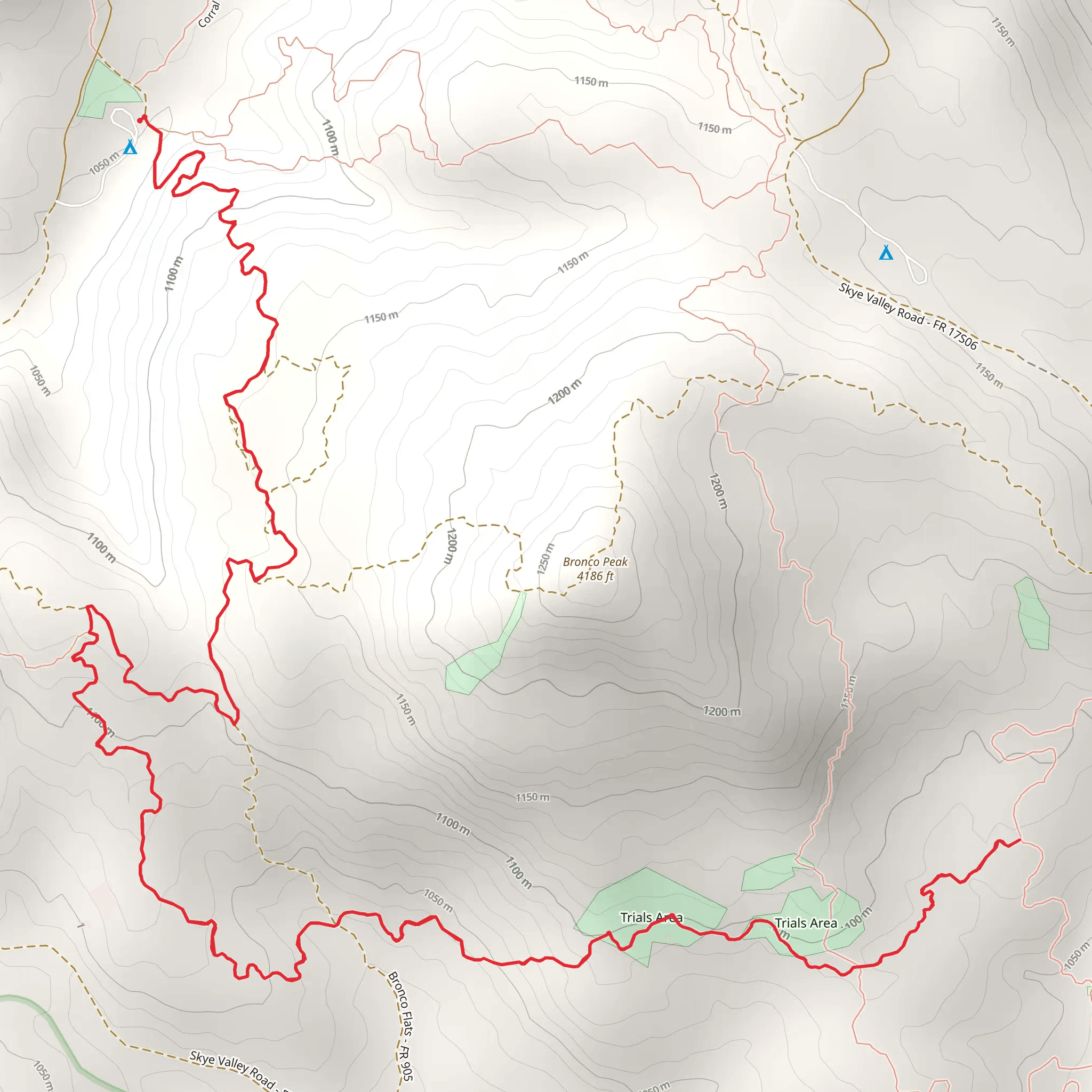 Gold Strike Singletrack via Bronco Peak Connector Trail mobile static map