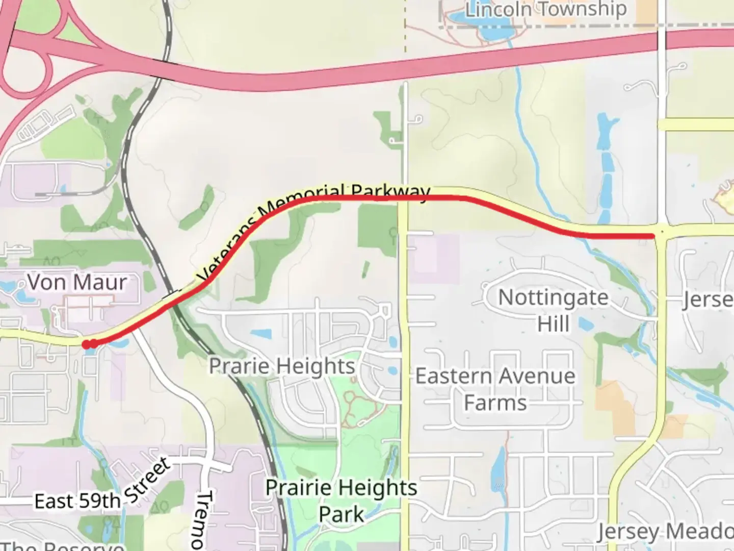 An image depicting the trail Veterans Memorial Parkway and its surrounding area.