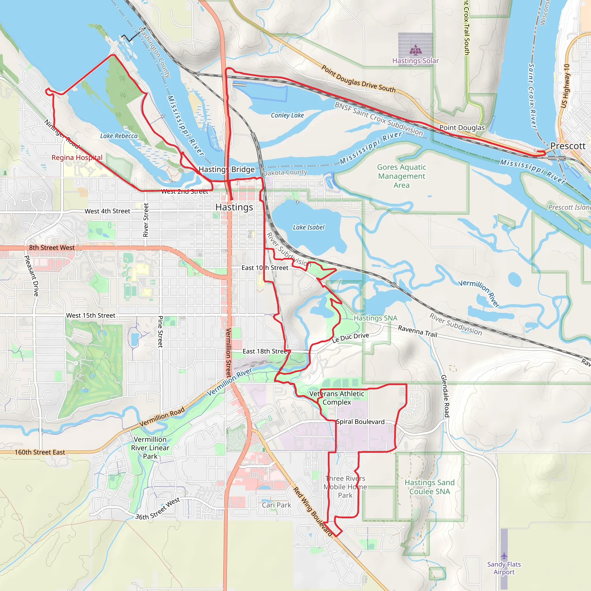Rebecca Lakeside Cemetery, Rivertown Dog Park and Vermillion Falls Park Loop mobile static map