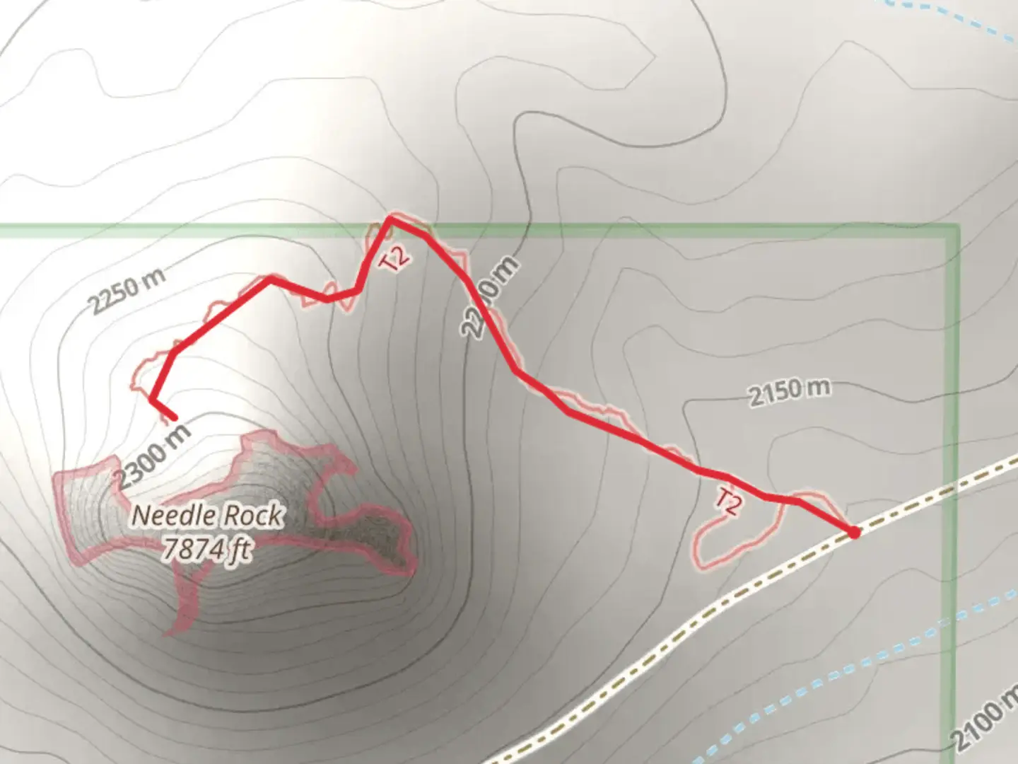 An image depicting the trail Needle Rock and its surrounding area.