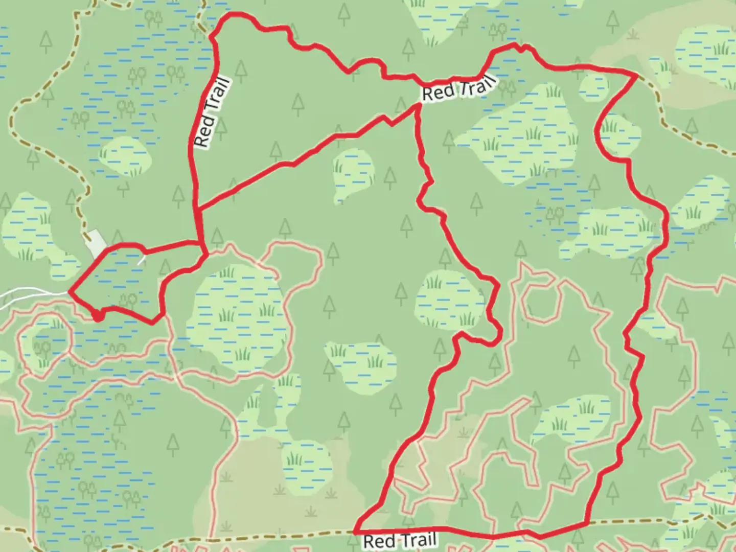 An image depicting the trail Red and Green Loop Trail and its surrounding area.