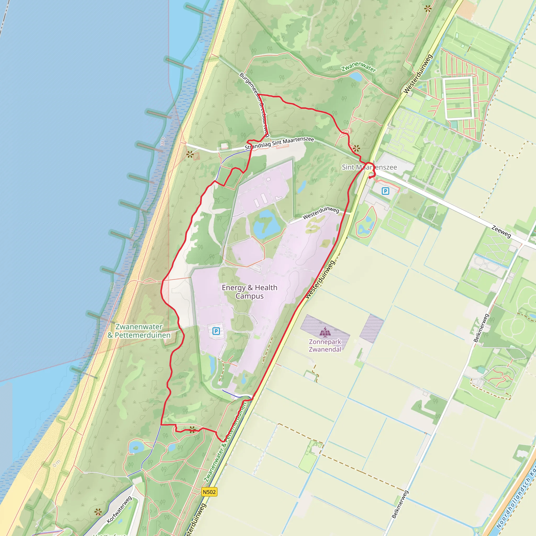 Pettemerduinen and Derde korfwater Circle mobile static map