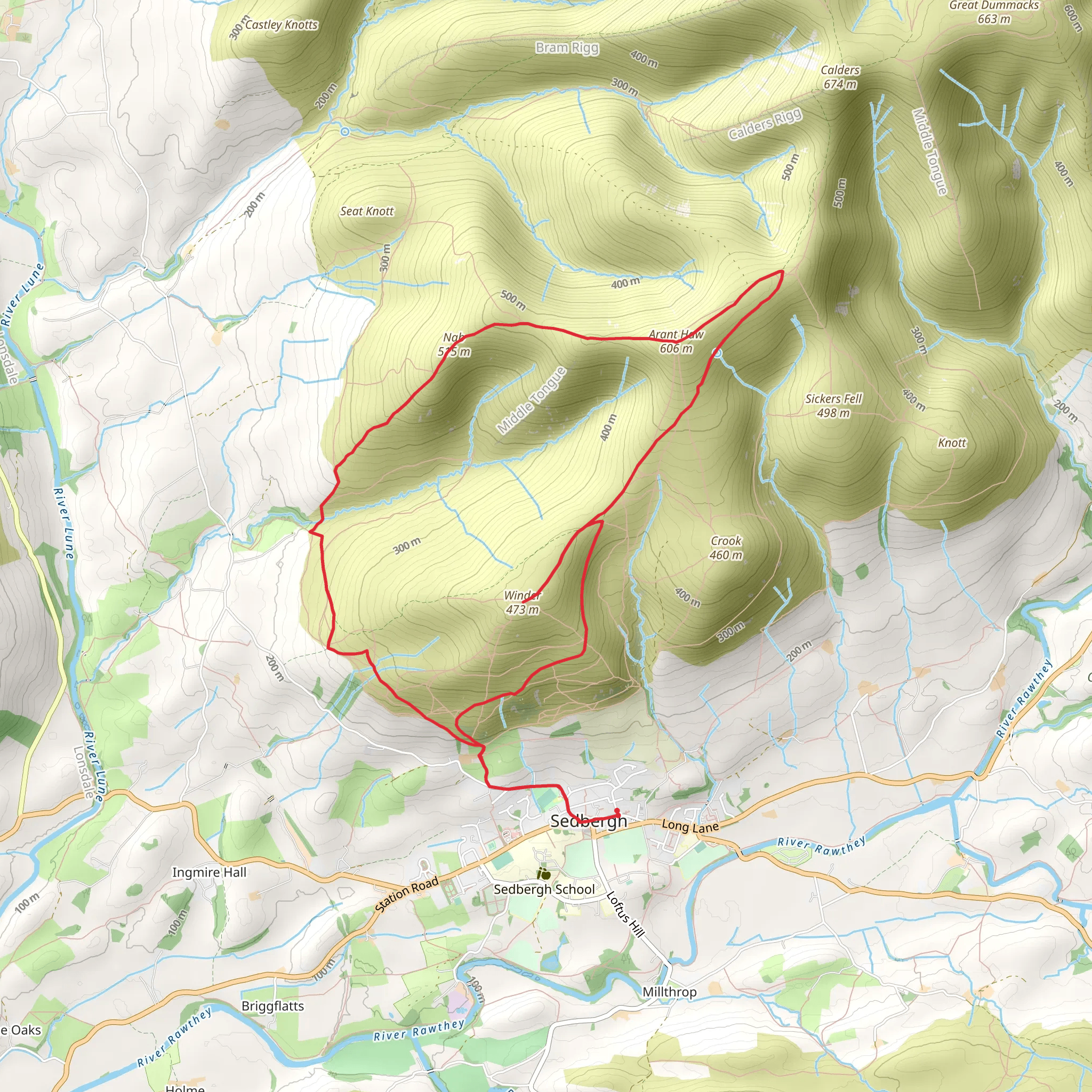 Winder and Arant Haw from Sedbergh mobile static map