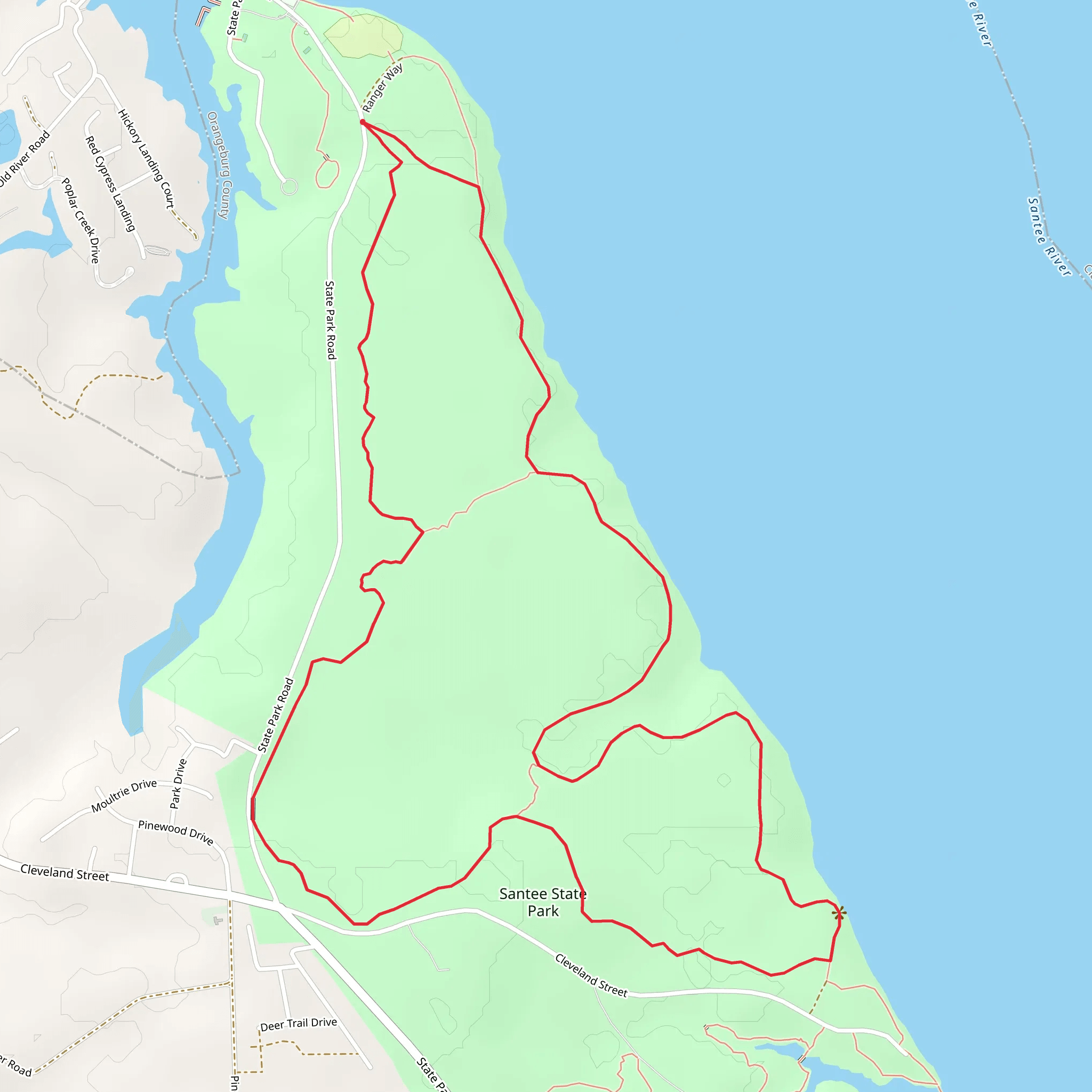 Santee State Park Loop Trail mobile static map