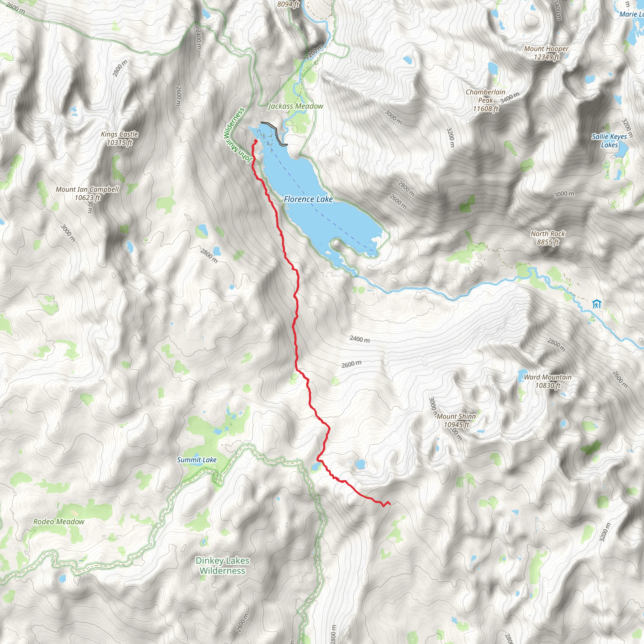 Thompson Lake via Florence Lake Trail mobile static map