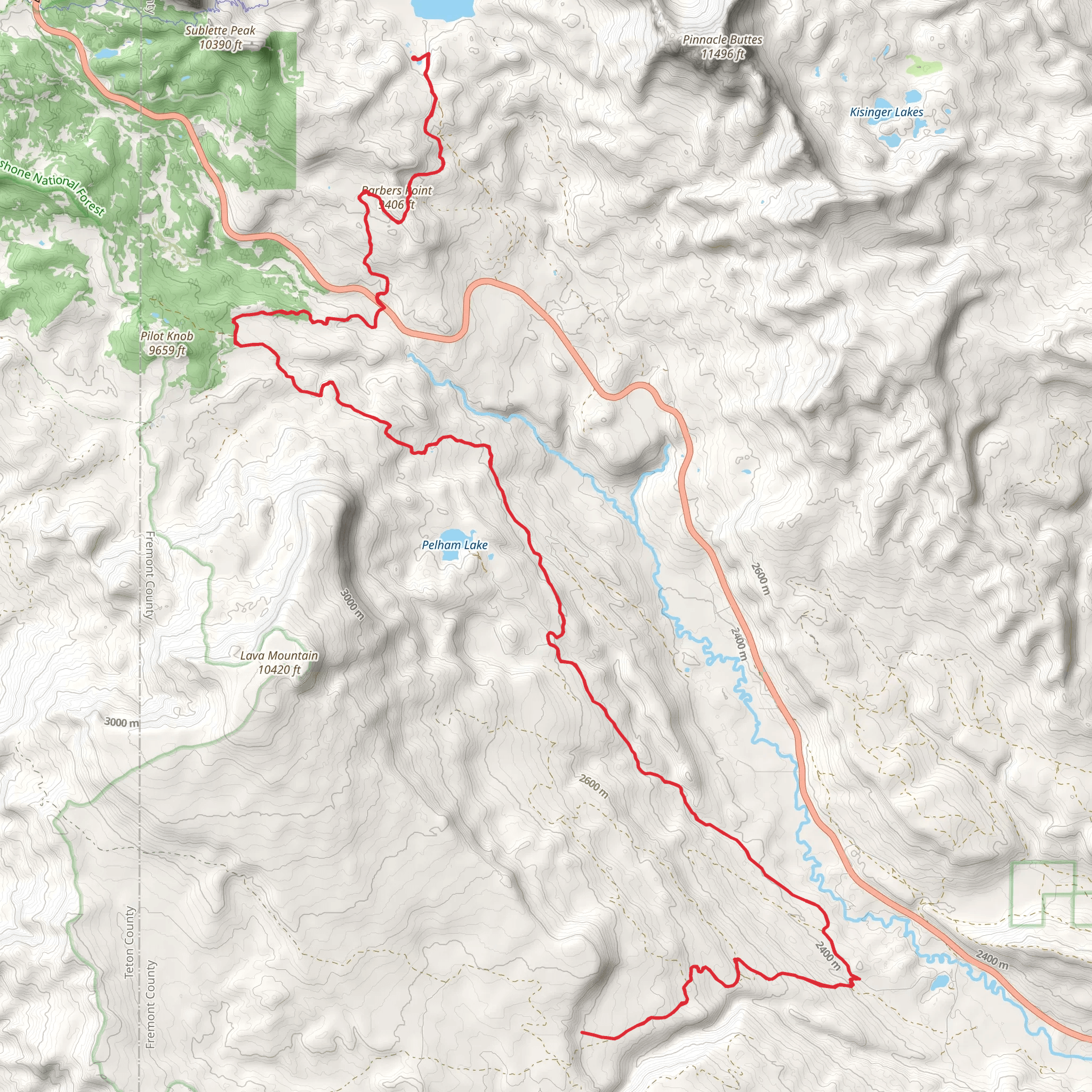 Continental Divide Trail hfc from Brooks Lake mobile static map