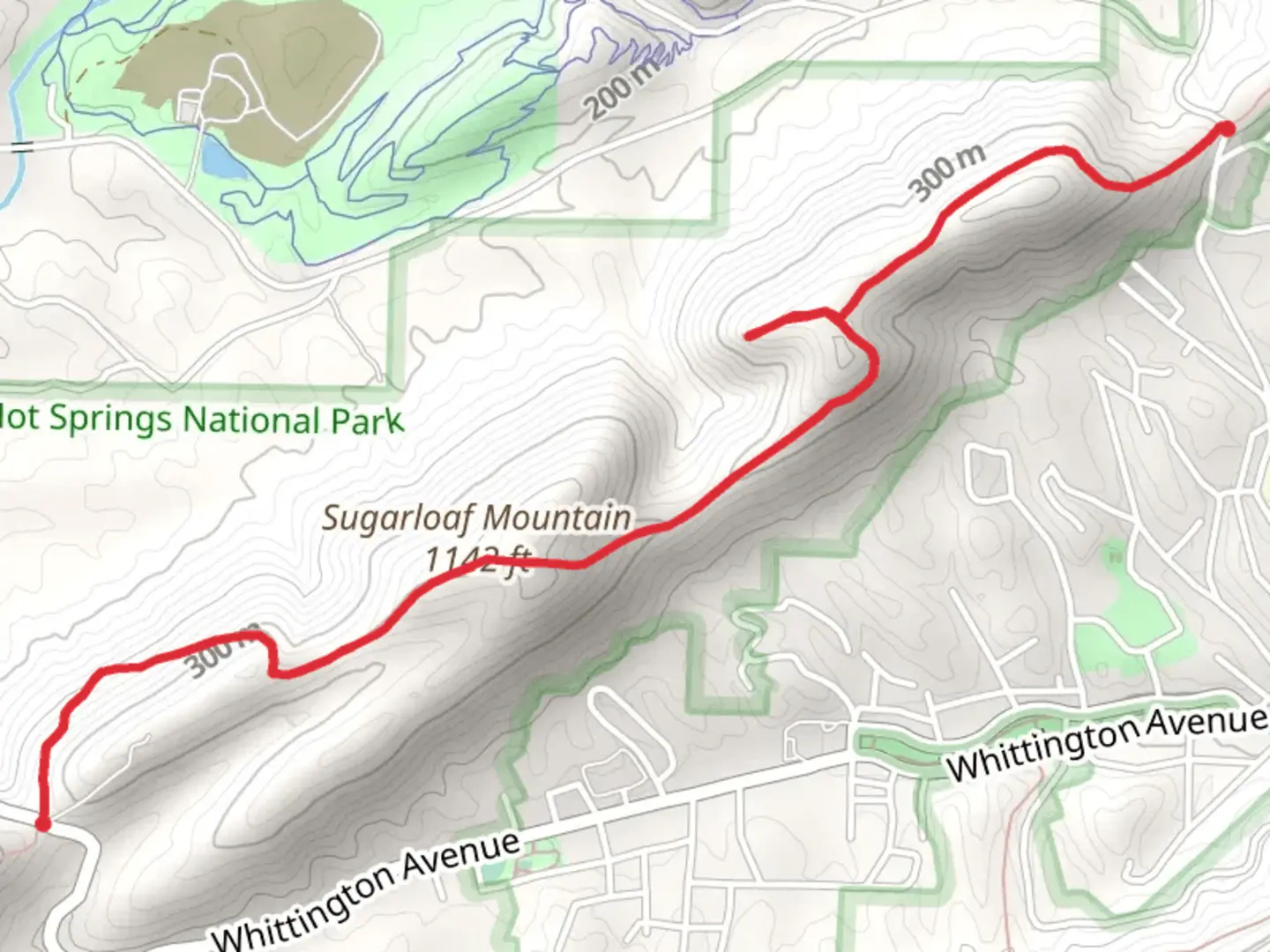 An image depicting the trail Sunset Trail and Sugarloaf Mountain and its surrounding area.