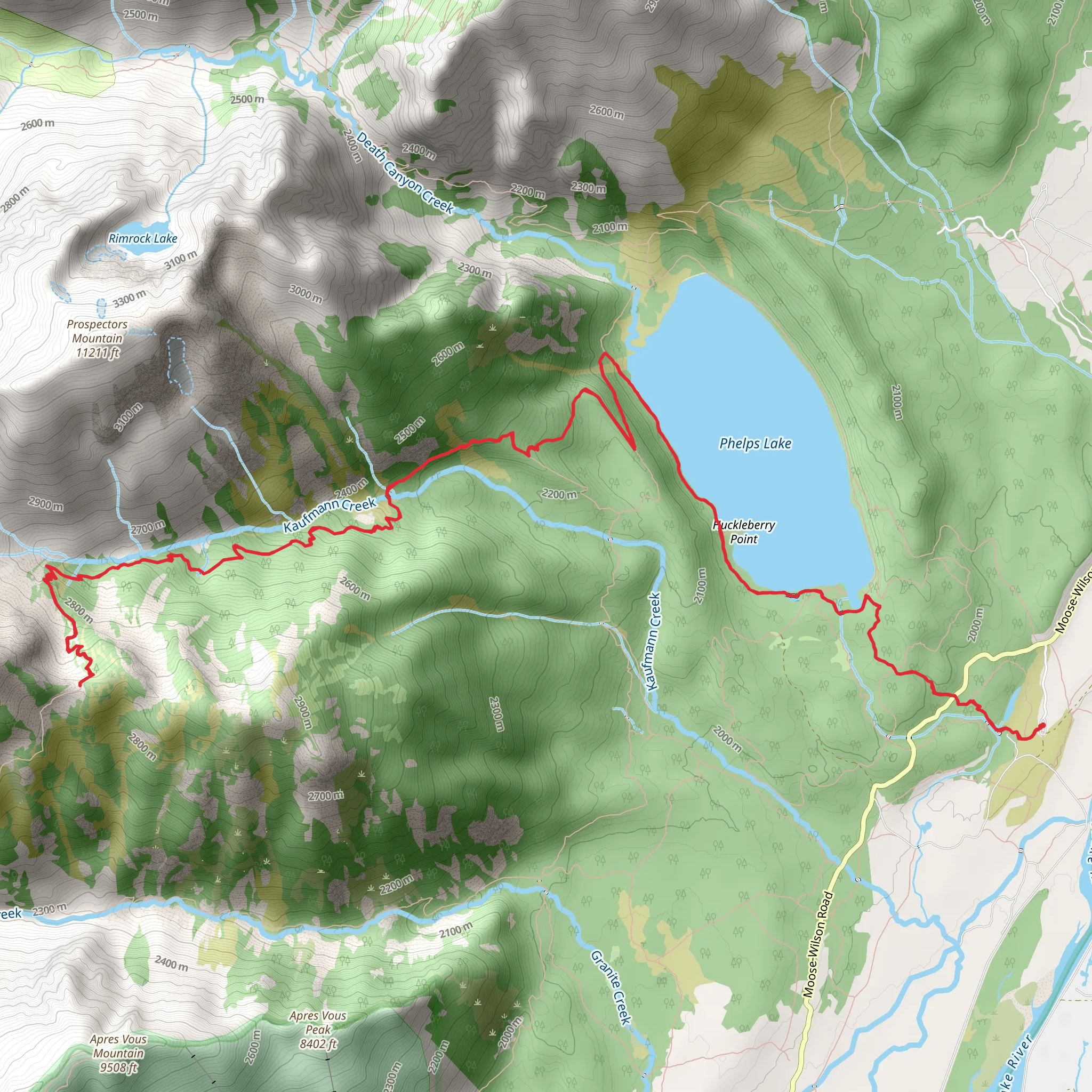 Mount Hunt Divide and Phelps Lake from LSR Preserve Road mobile static map