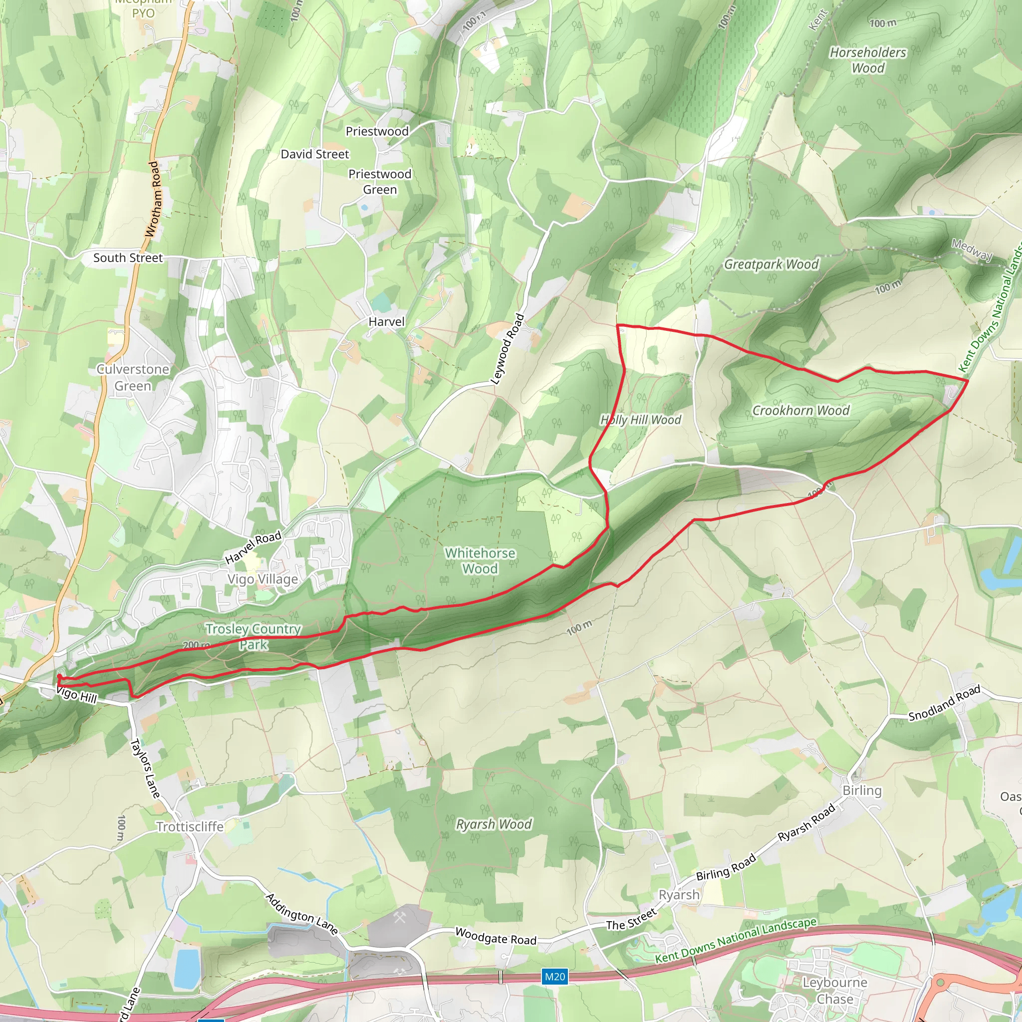 Trosley Country Park and Crookhorn Wood Loop mobile static map