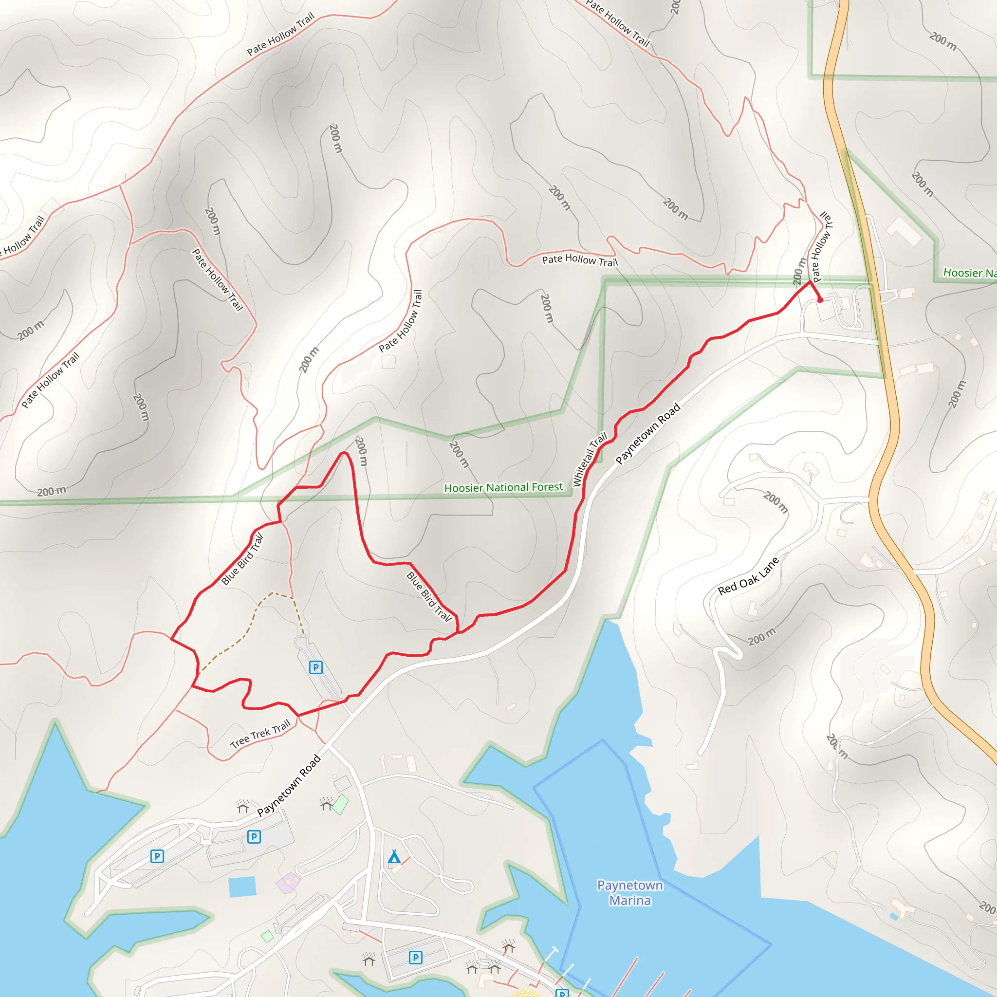 Whitetail Trail and Blue Bird Loop Trail mobile static map