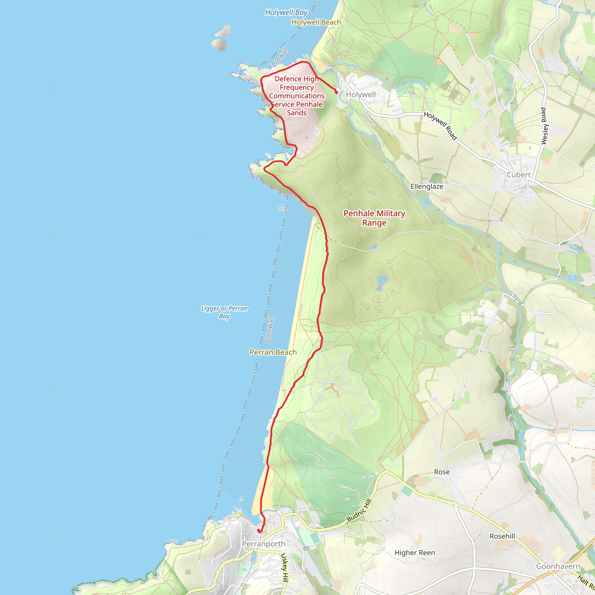 Perranporth to Holywell Walk mobile static map