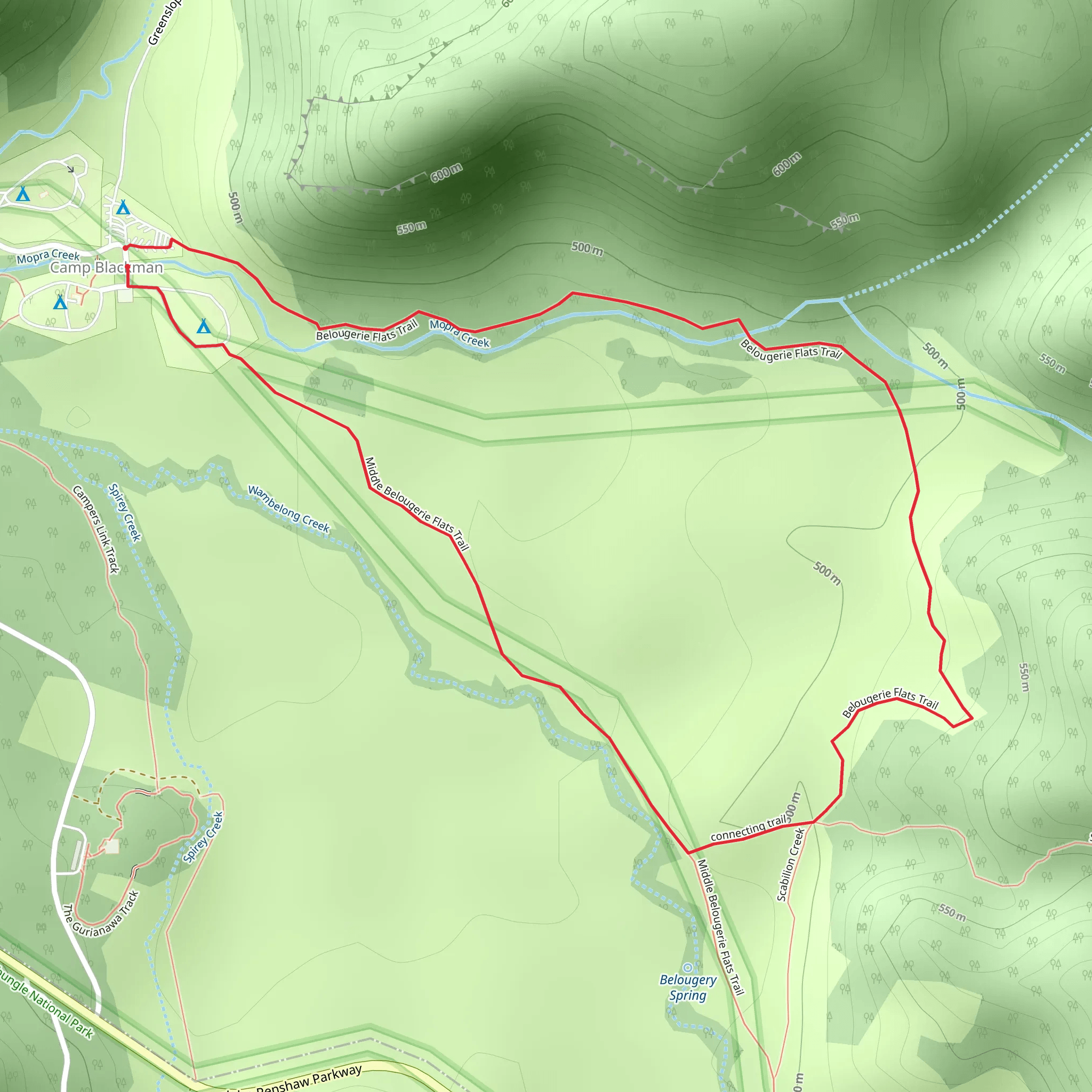 Belougerie Flats Loop Trail mobile static map