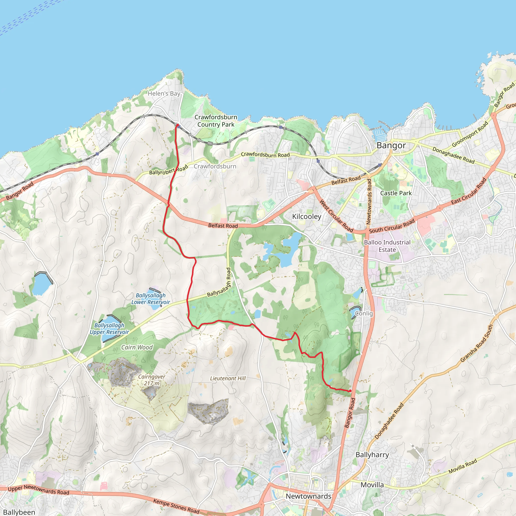Clandeboye Way – Helen’s Bay to Whitespots Country Park mobile static map