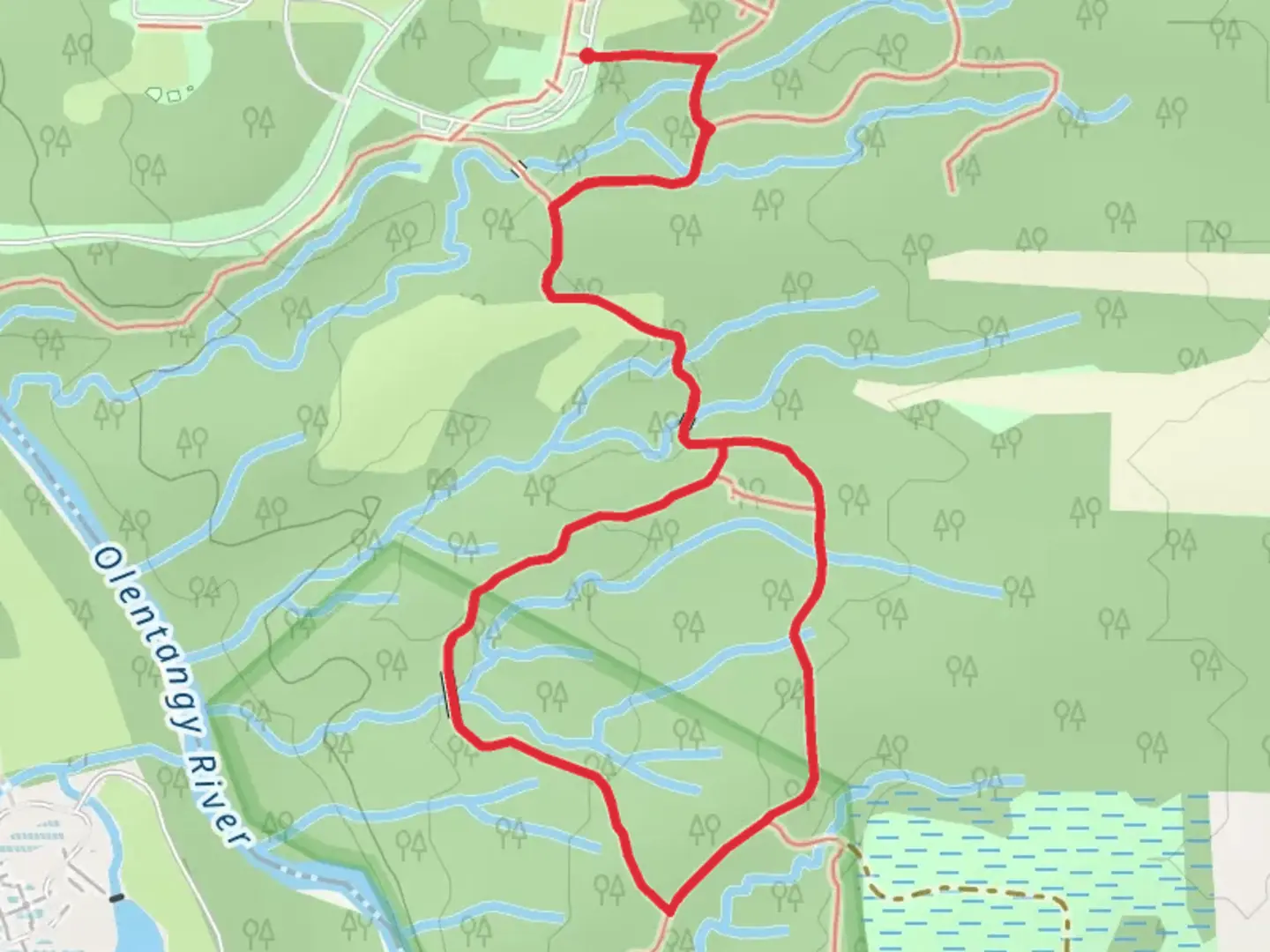 An image depicting the trail Highbanks Metro Park - Overlook Trail and its surrounding area.