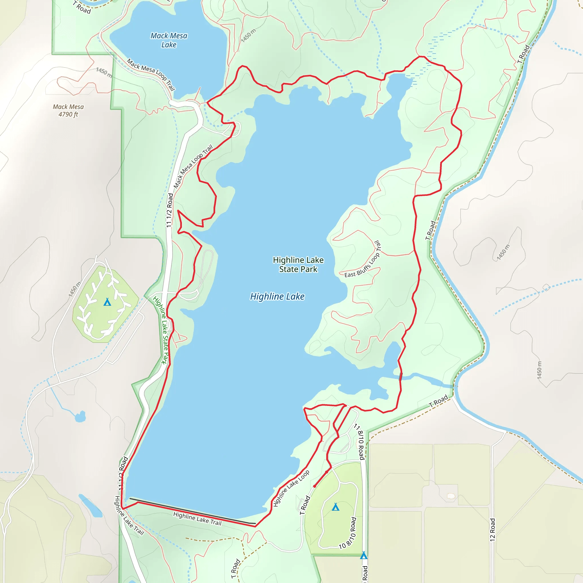 Highline Lake Loop mobile static map