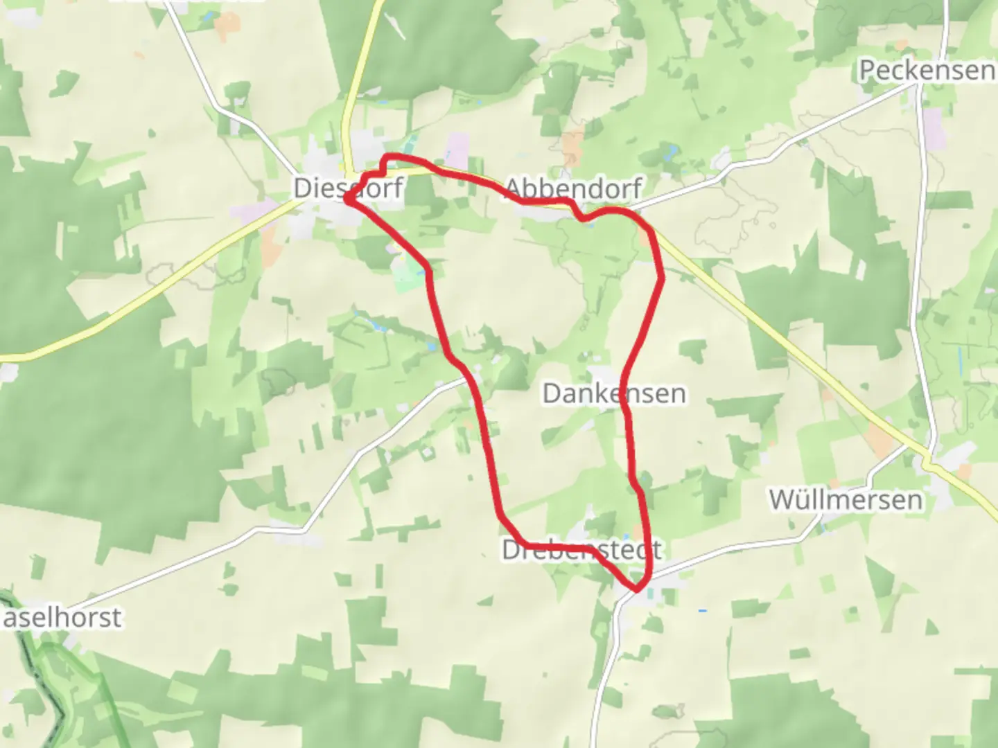 An image depicting the trail Diesdorf To Bornsen Loop and its surrounding area.