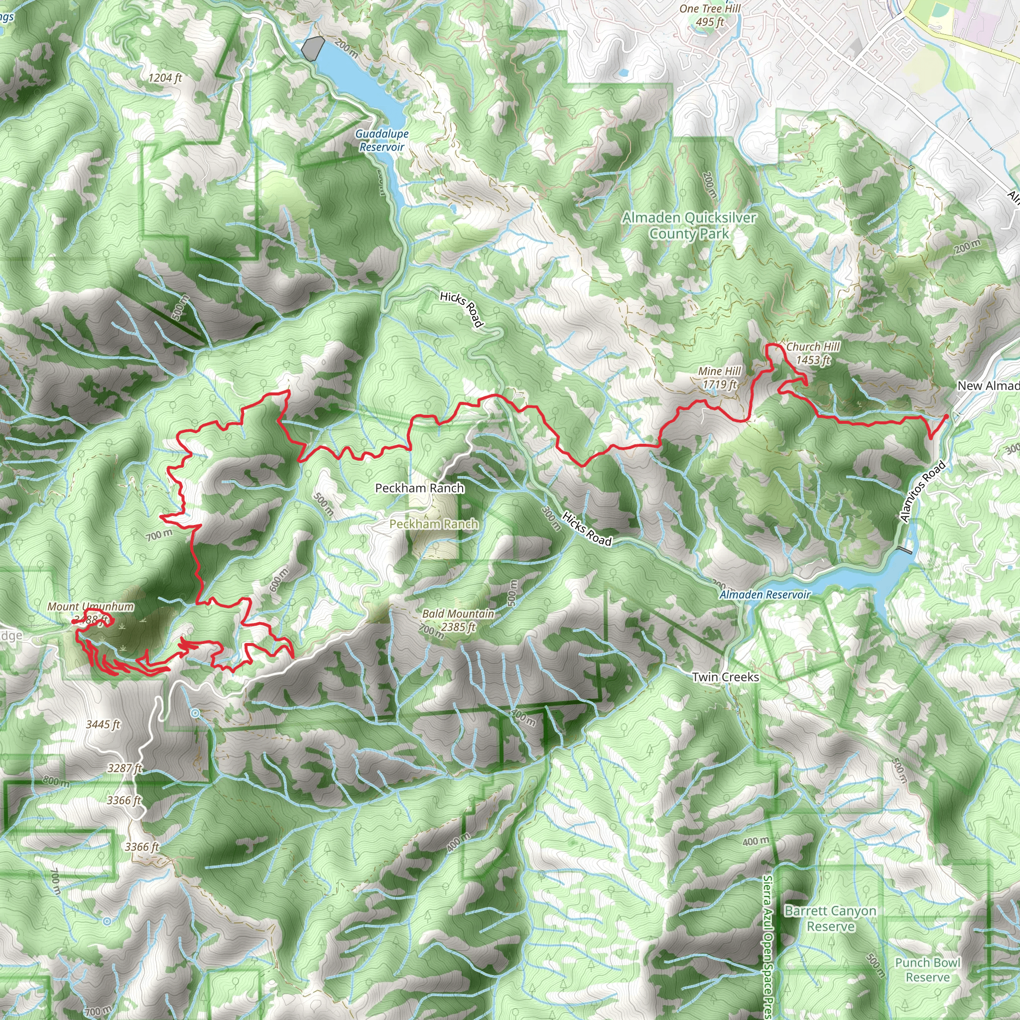 Deep Gulch Trail to Mount Umunhum mobile static map